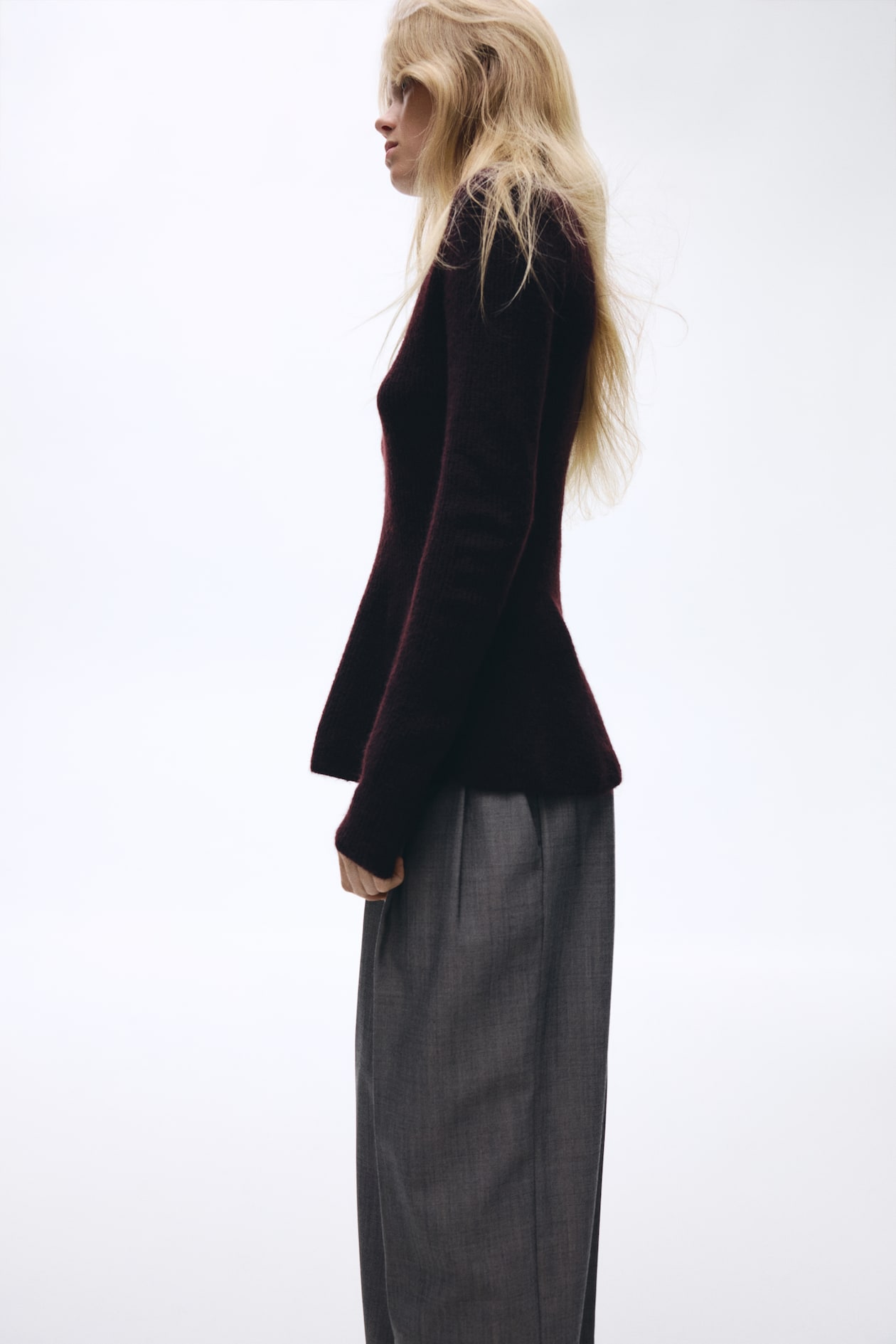 Rib-Knit Peplum Top - image 4
