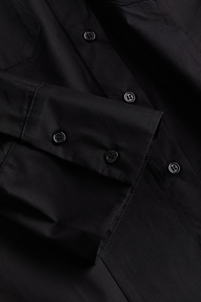 Robe chemise avec taille cintrée - Noir - 5