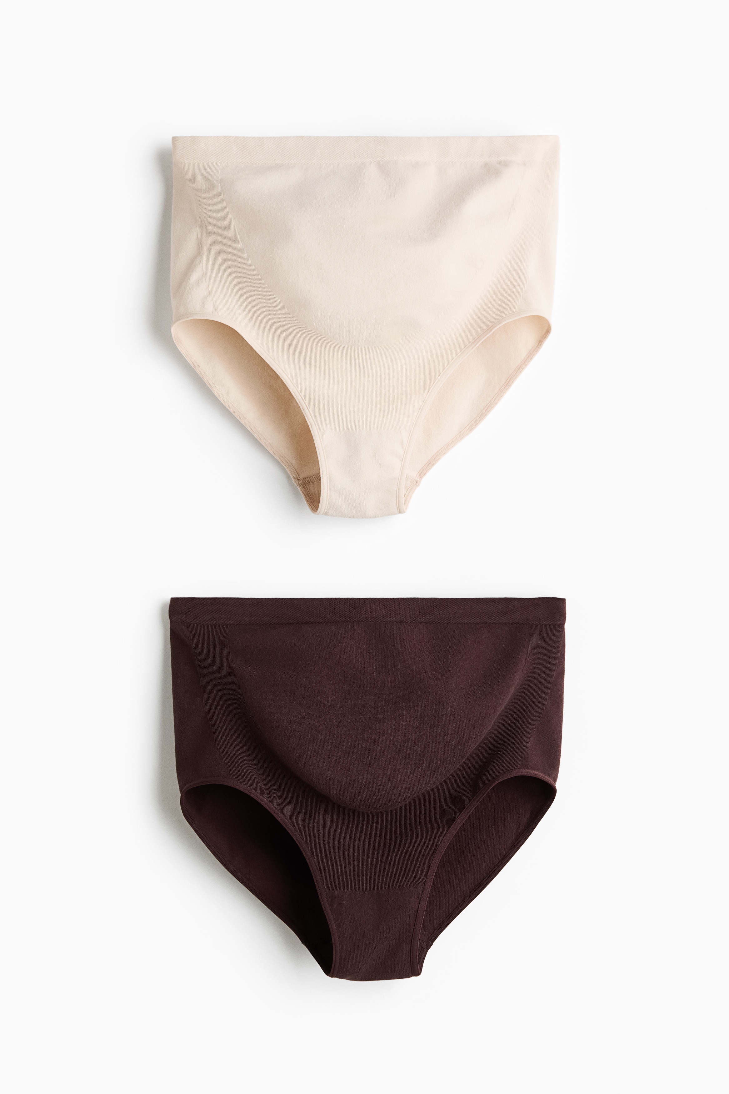 MAMA 2 kpl seamless-puuvillasekoitealushousuja - Tummanruskea/Vaaleanbeige/Beigemeleerattu/Musta/Dusty rose