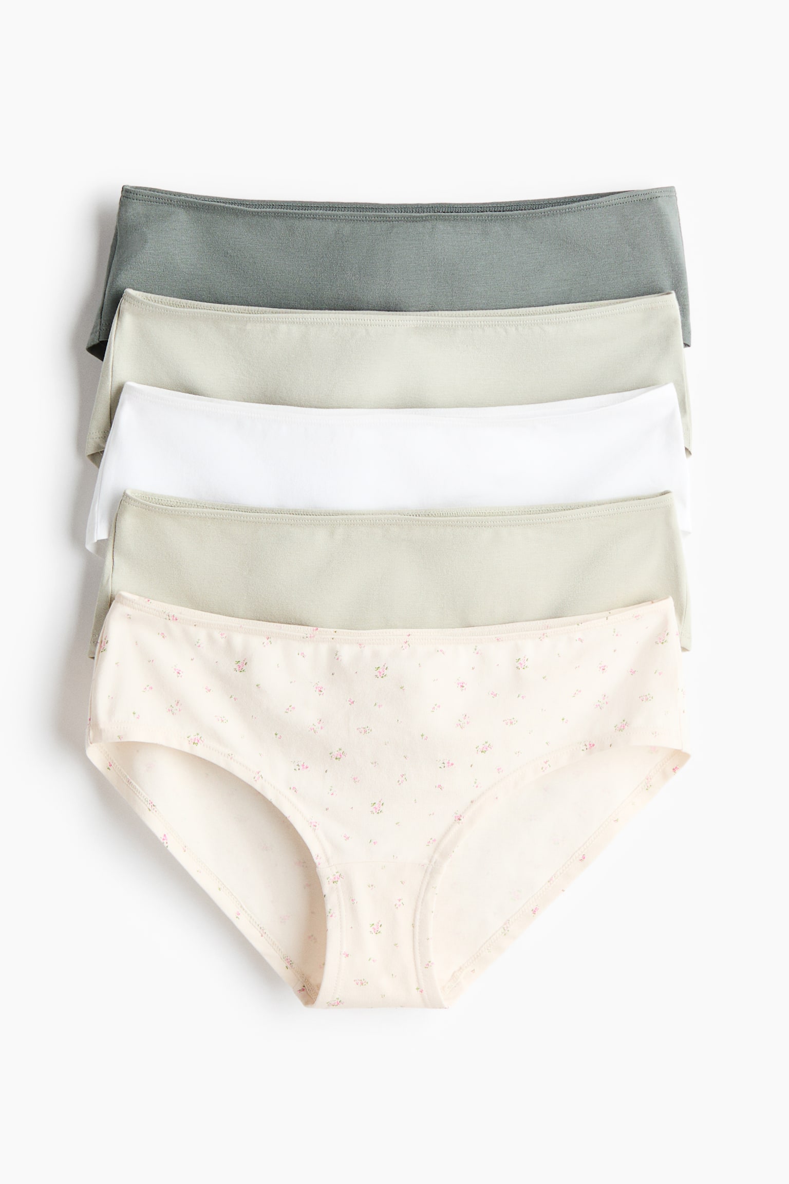 5-pack Cotton Hipster Briefs - Cream/floral/Black/Black/light beige/gray melange