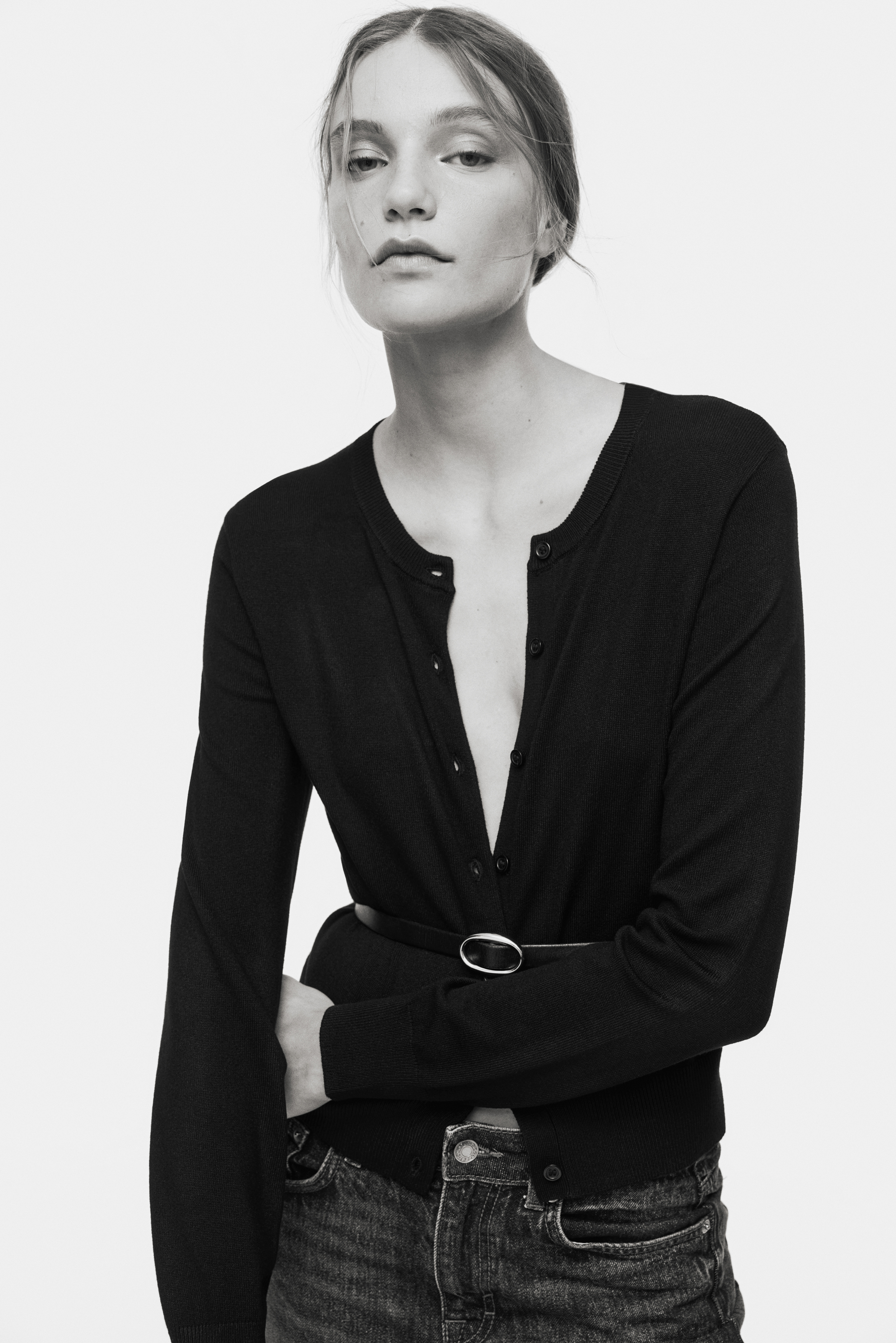 Cardigan in maglia fine - Nero/Beige chiaro/Greige chiaro/Marrone scuro/Lilla/Grigio mélange - 5
