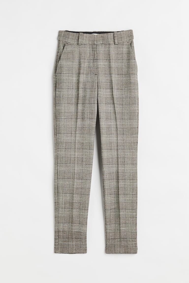 Women's Beige/Checked Cigarette trousers