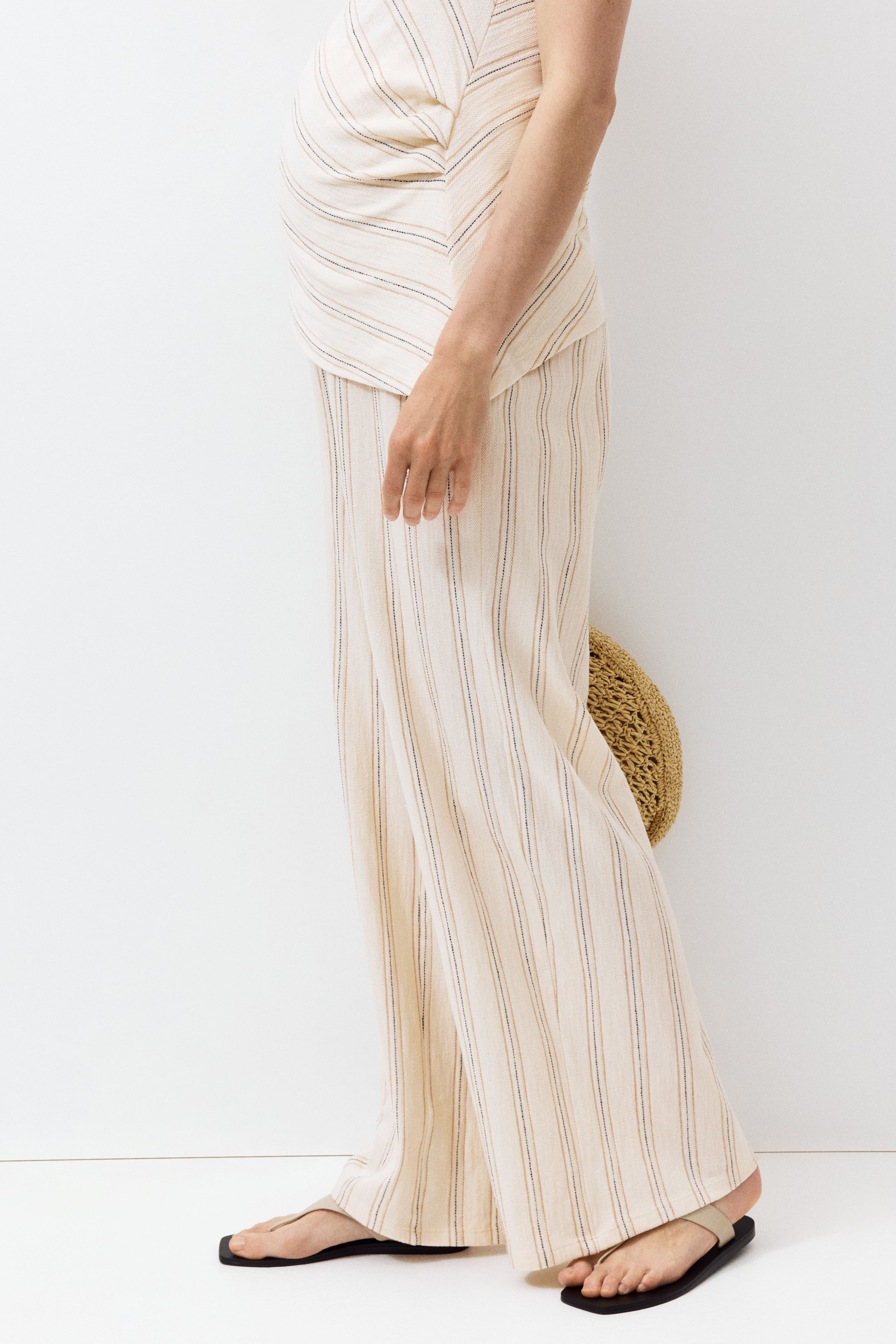 MAMA Textured Cotton Pull-On Pants