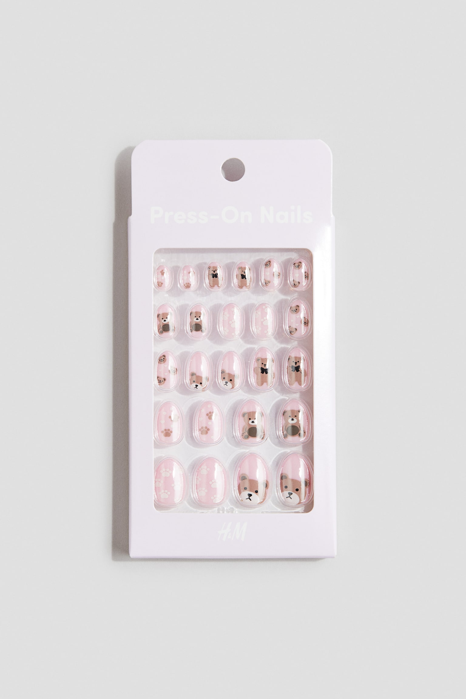 美甲貼片 - 淺粉紅色/泰迪熊/紅色/印花/紅色/聖誕節/淺粉紅色/虹彩