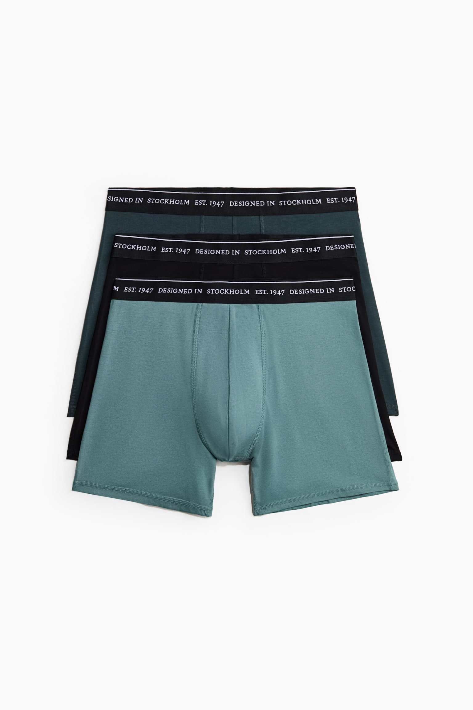 3-pack COOLMAX® mid trunks - Teal/Light blue//Dark grey - 1