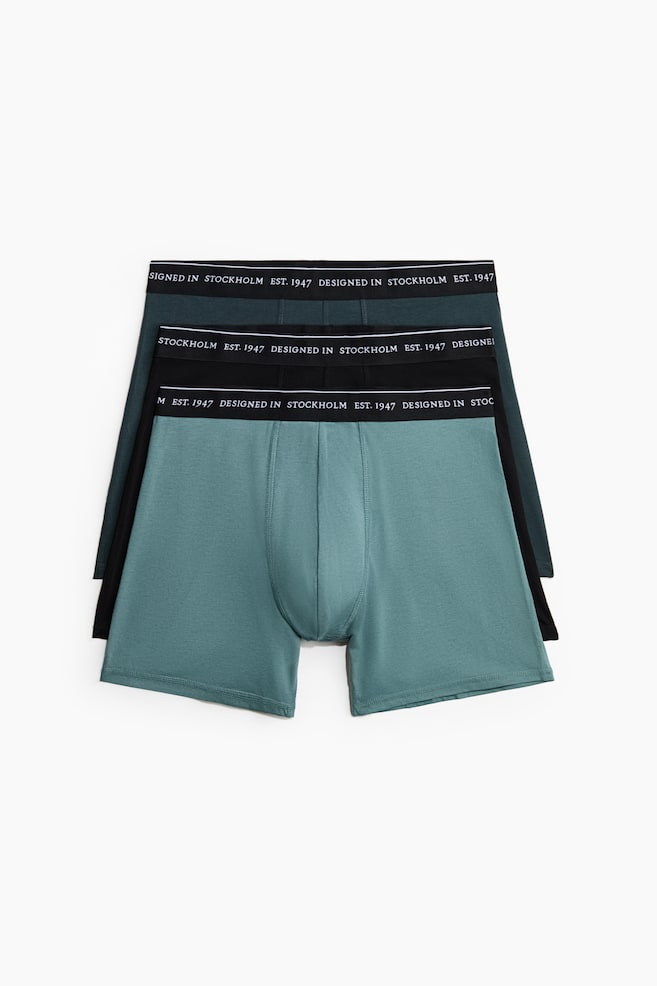 3-Pack COOLMAX® Mid-Length Boxer Briefs - Teal/Black/Red/white/navy blue/Light blue/dark gray - 1