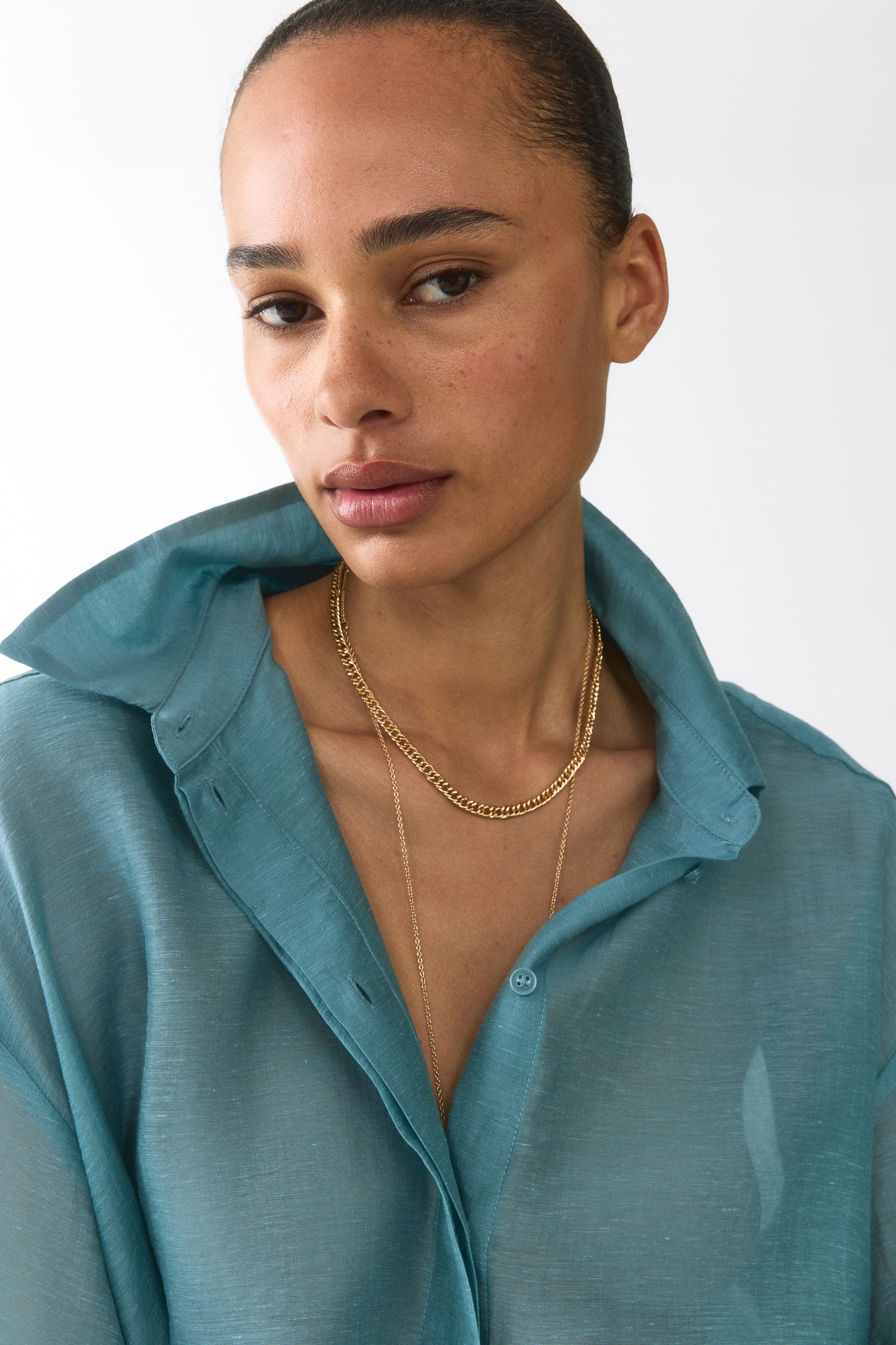 Linen-blend blouse