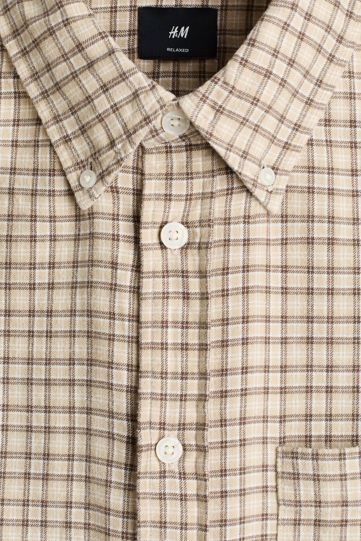 Relaxed Fit Cotton shirt - Beige/Checked/Brown/Checked - 4