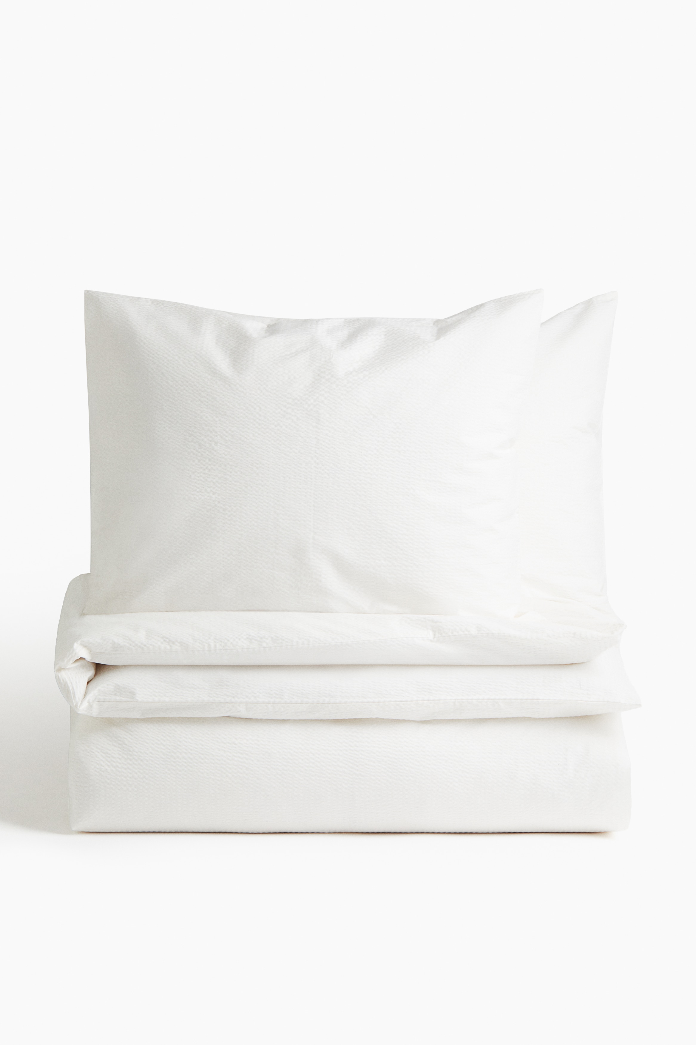 H&M Home  - Seersucker double/king size duvet cover set - White - size: KING