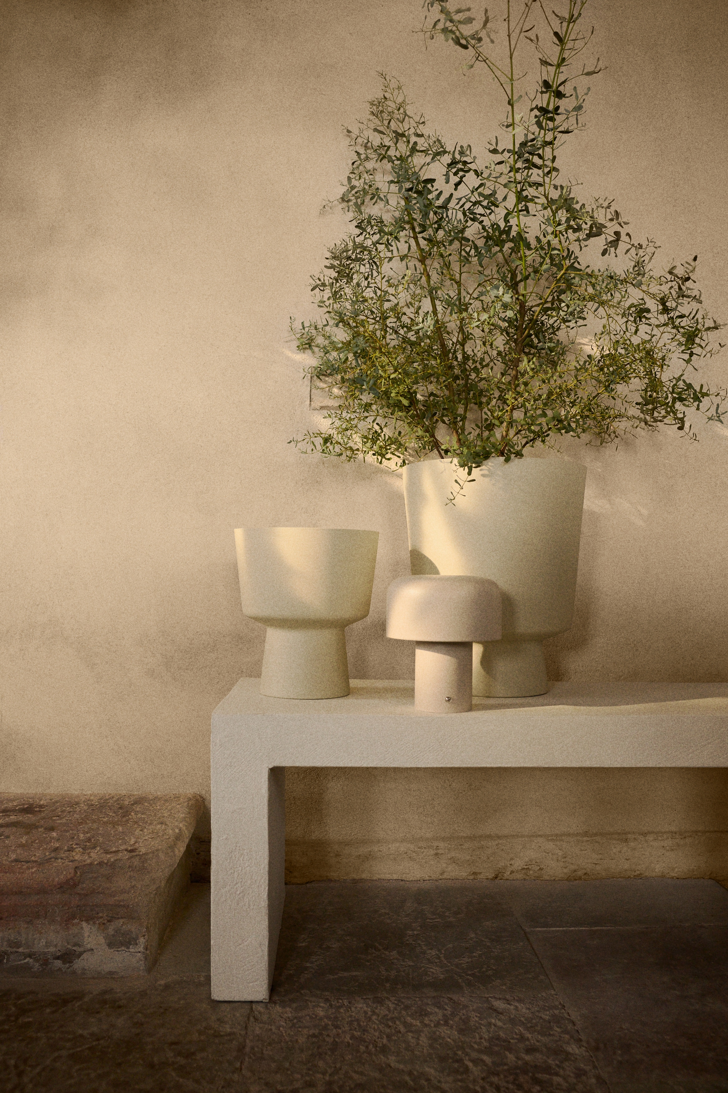 Metal Plant Pot - Light beige/Dark brown/Terracotta