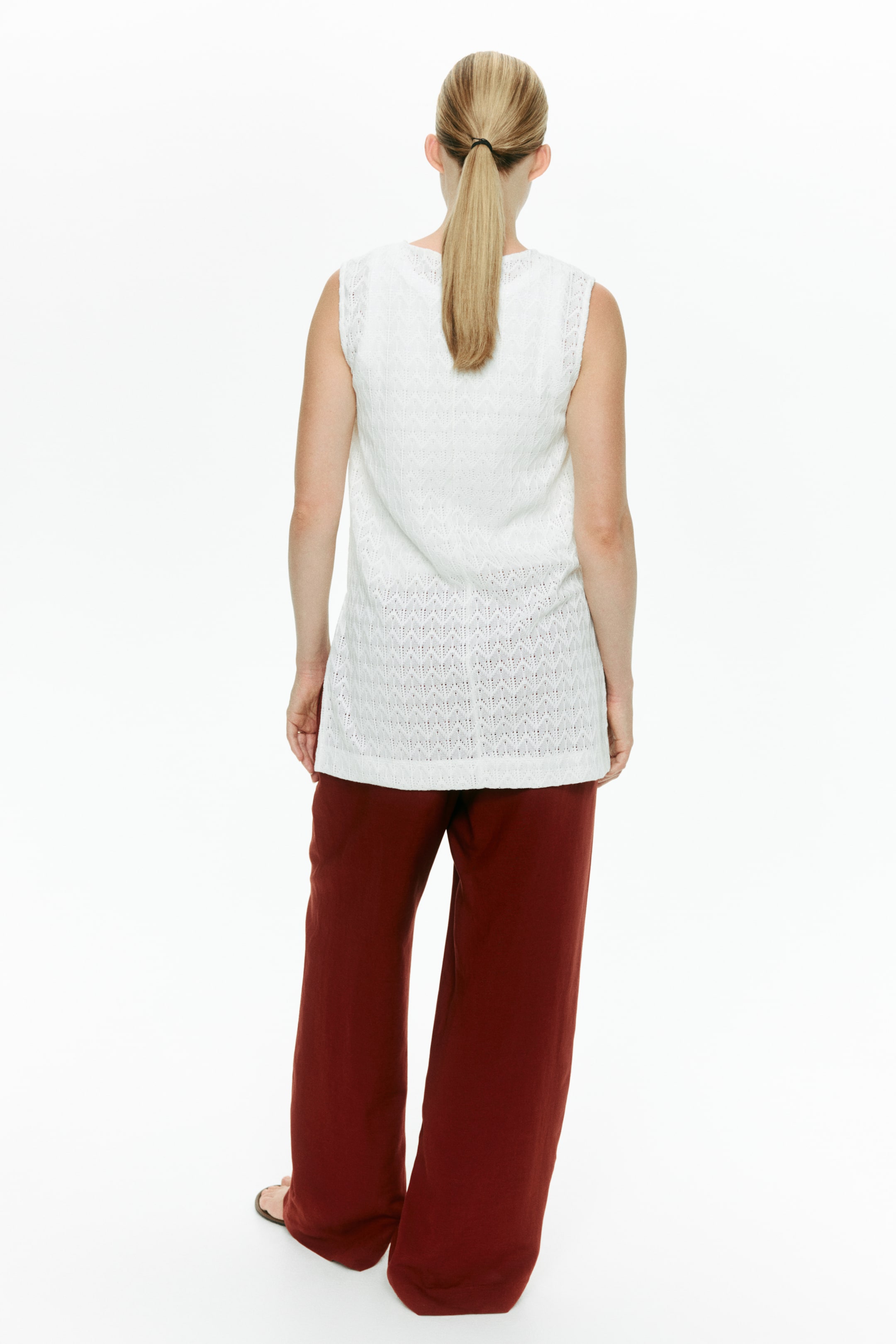 Женские брюки H&M MAMA Linen-Blend Drawstring Pants — фото 3