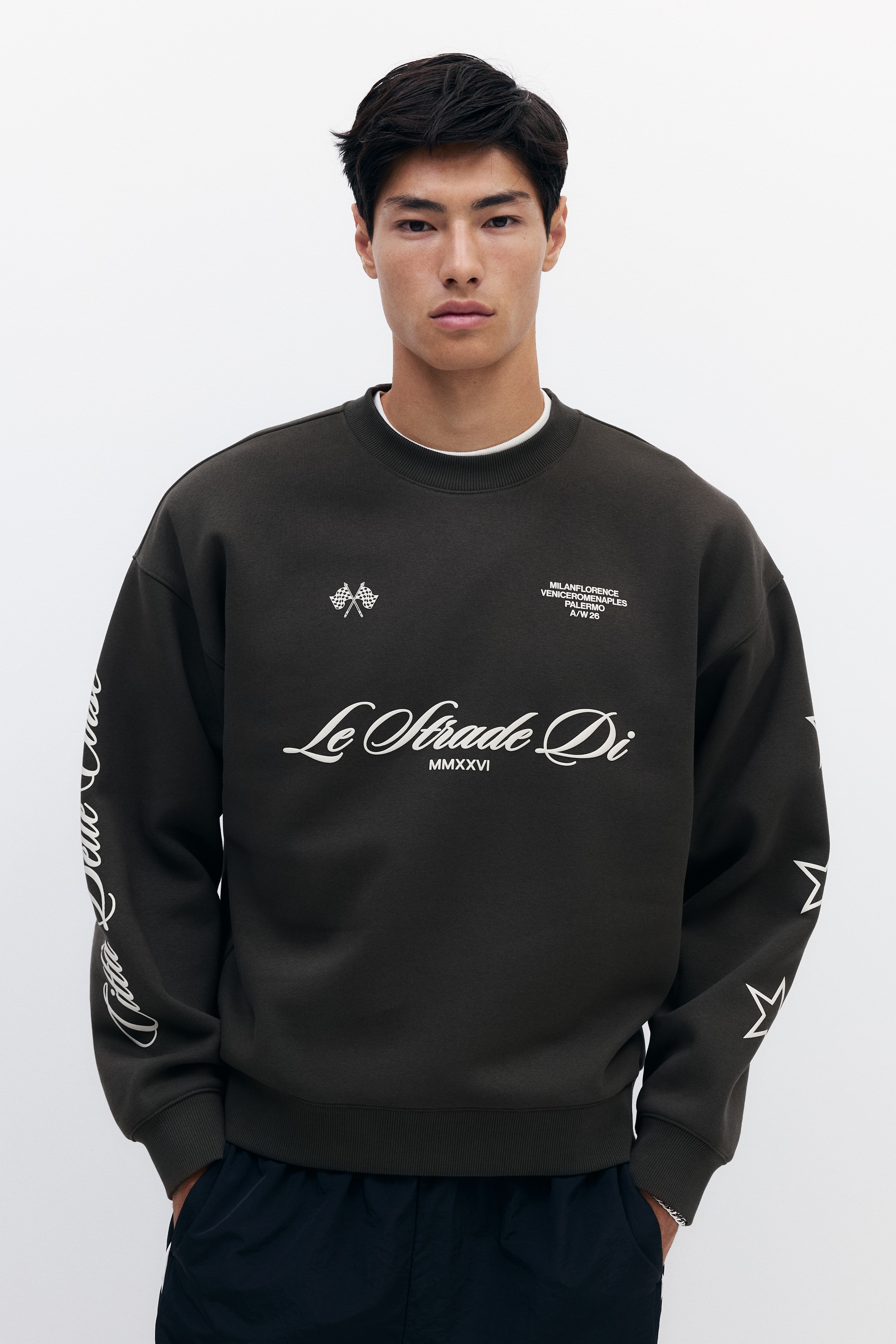 H & M - Oversized Fit Printed sweatshirt - グリーン H & M - Oversized Fit Printed sweatshirt - グリーン