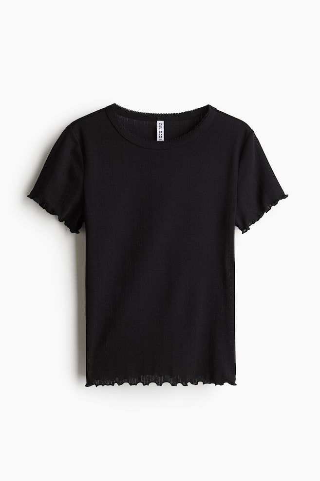 T-shirt avec détails surjetés - Noir - 1