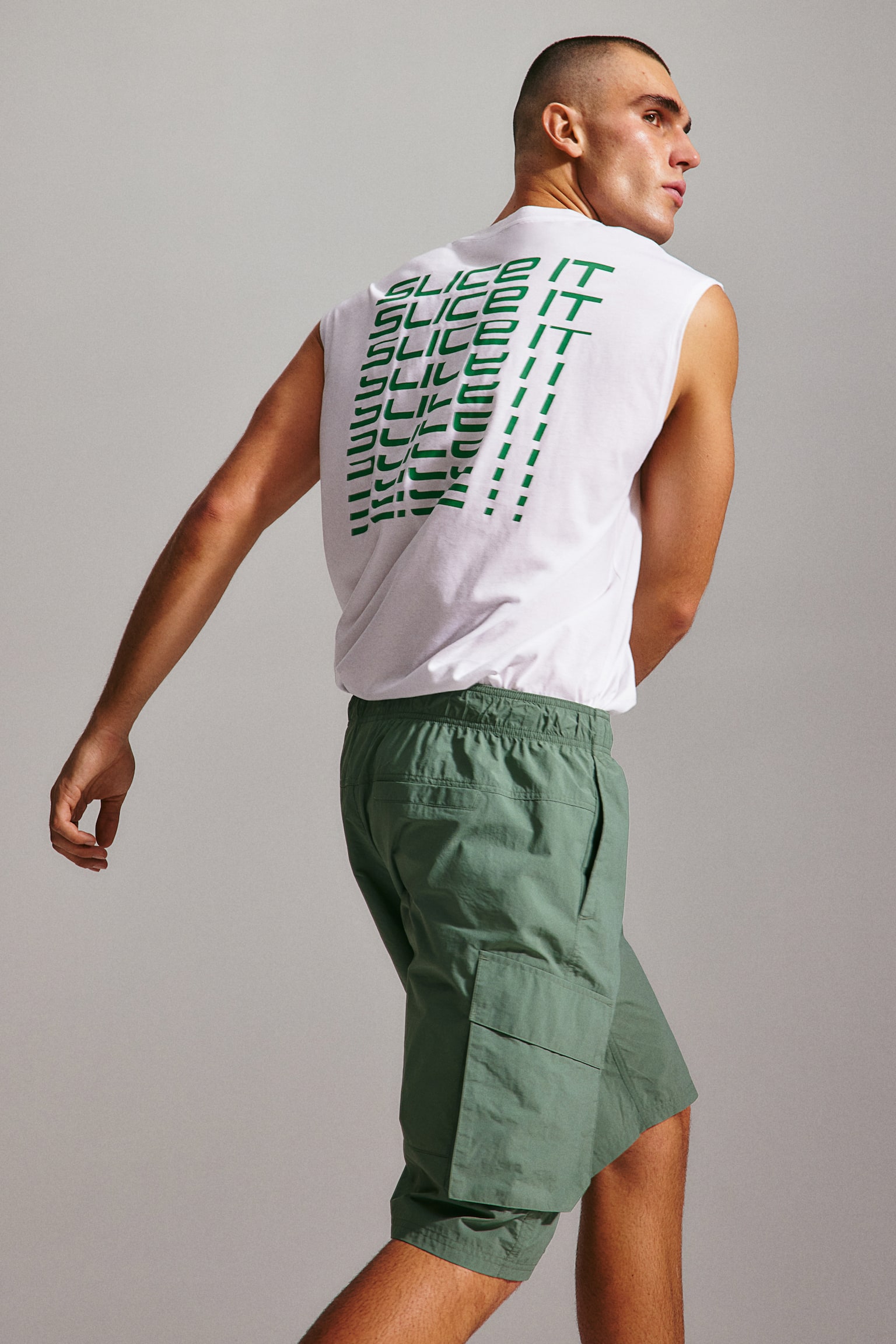 Long cargo sports shorts - Green/Black - 5