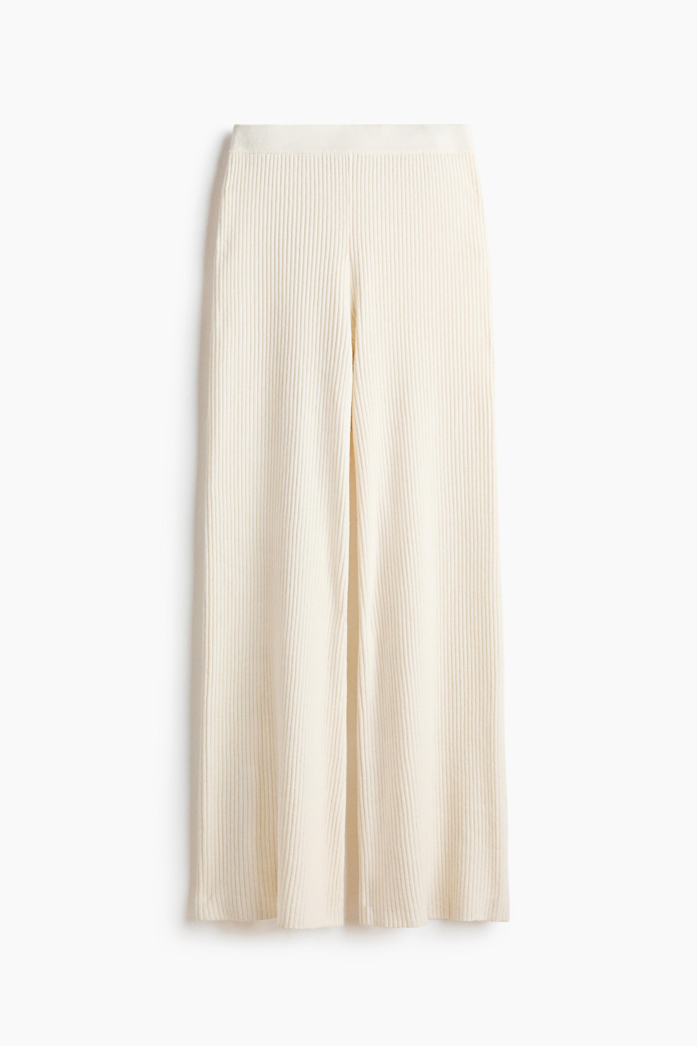 Wide rib-knit trousers - Roomwit/Greige