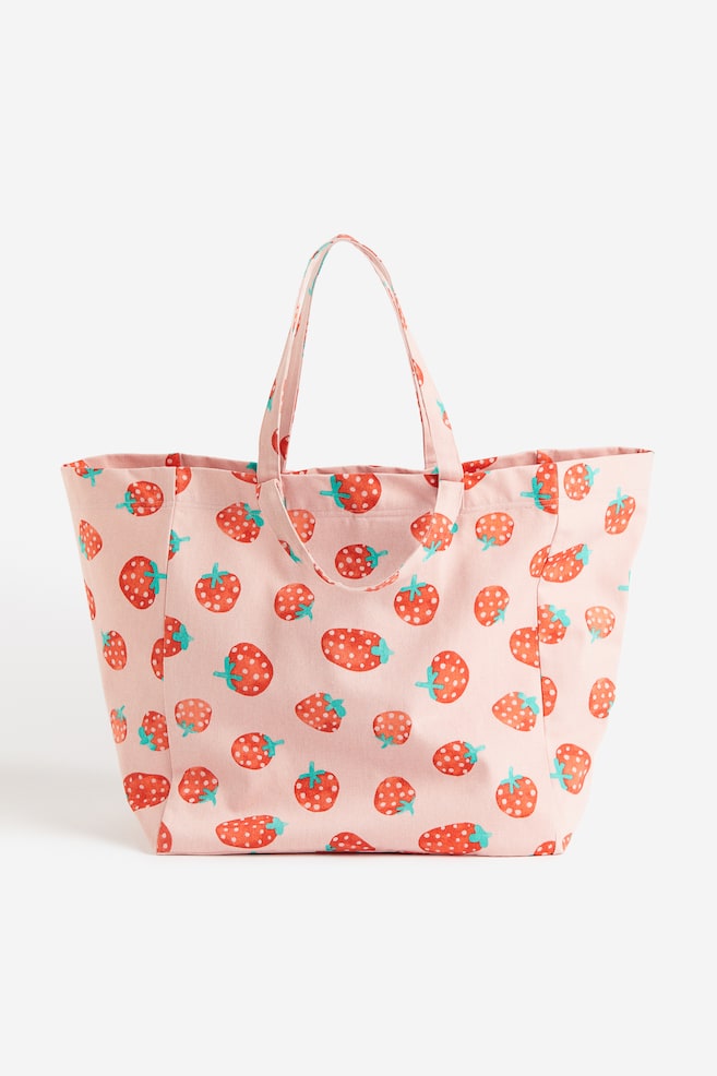 Patterned beach bag - Light pink/Strawberries - 1