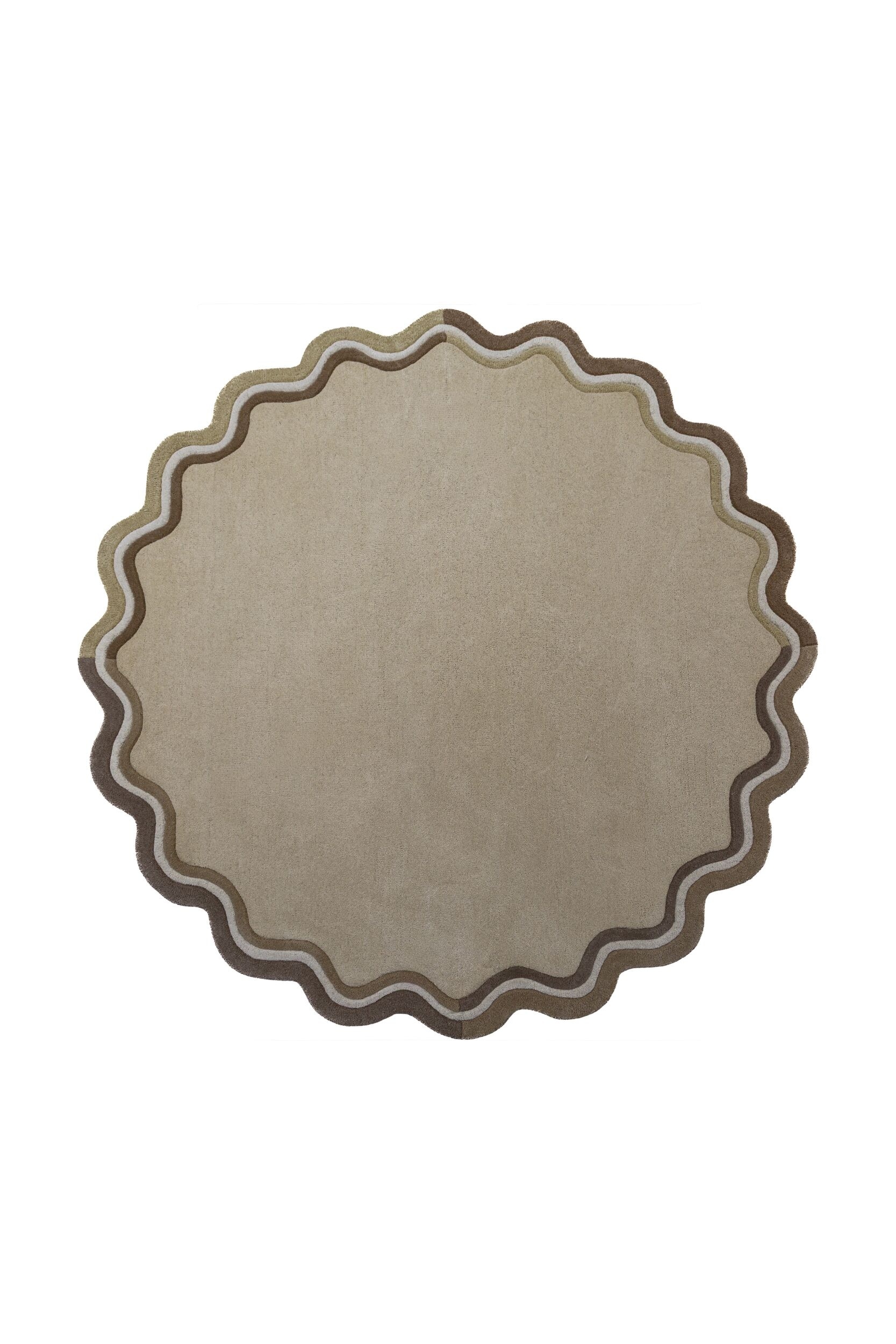 Dywanik Wełny Leo Scallop Border-Naturalny