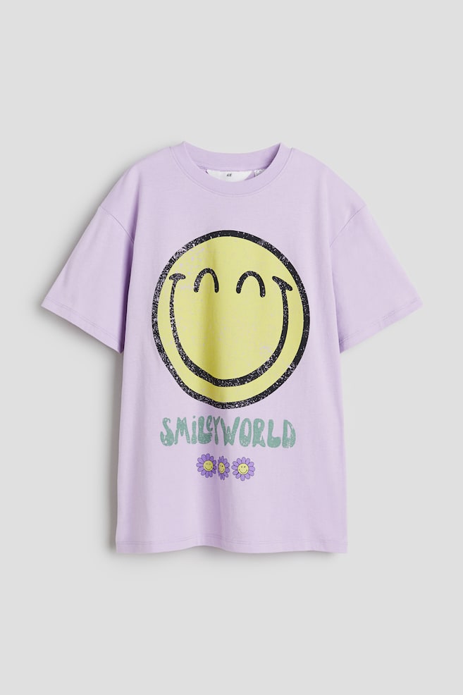 Oversized T-shirt med tryk - Syrenlilla/SmileyWorld®/Sort/Lilo & Stitch/Hvid/SmileyWorld®/Hvid/Mickey Mouse/Hvid/Keith Haring/Mørkegrå/Blondie/Hvid/Blackpink/Mørkegrå/SmileyWorld®/Mørkegrå/Den lille havfrue - 2