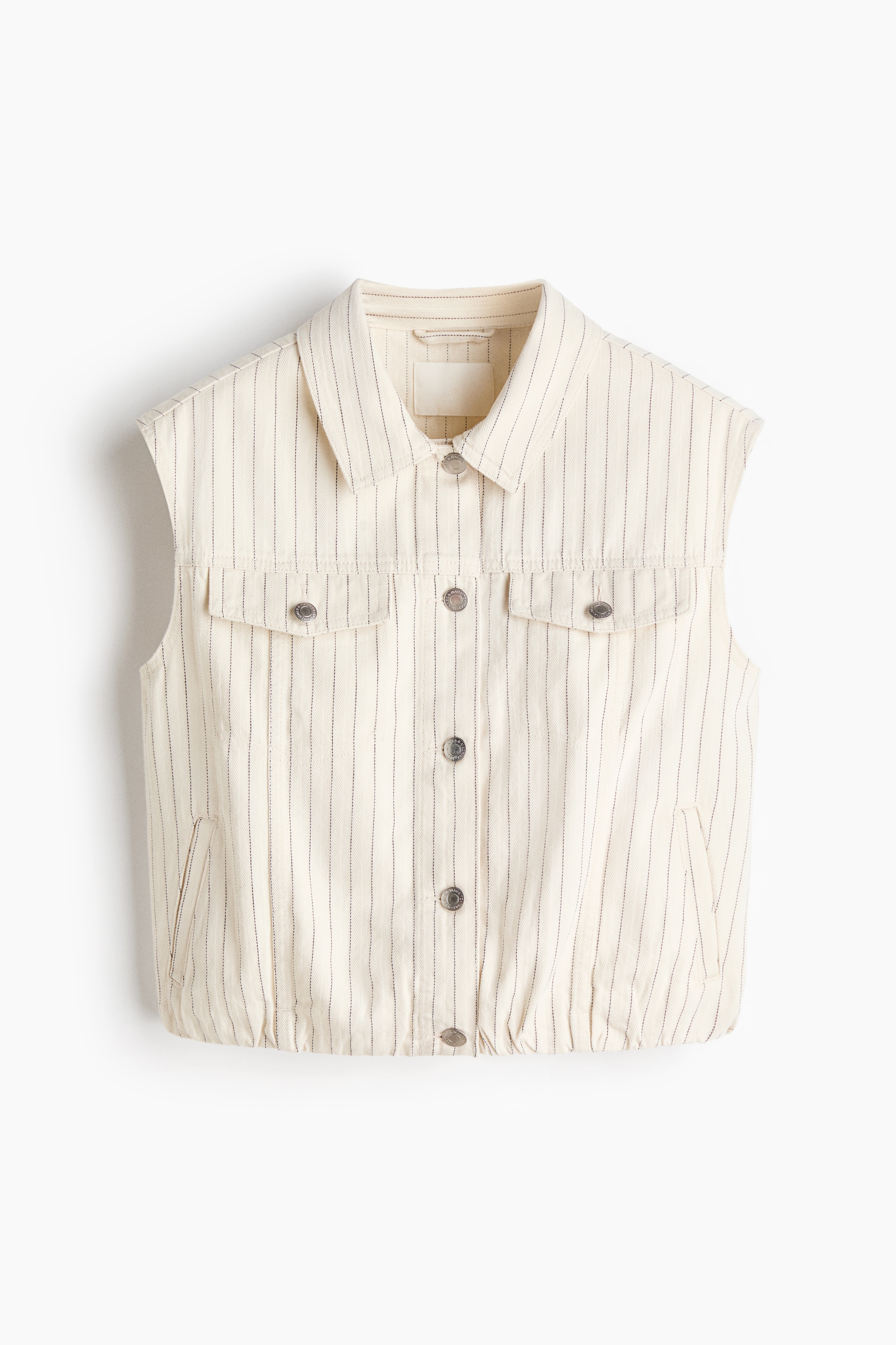 Denim gilet - Cream/Pinstriped/Dark denim blue