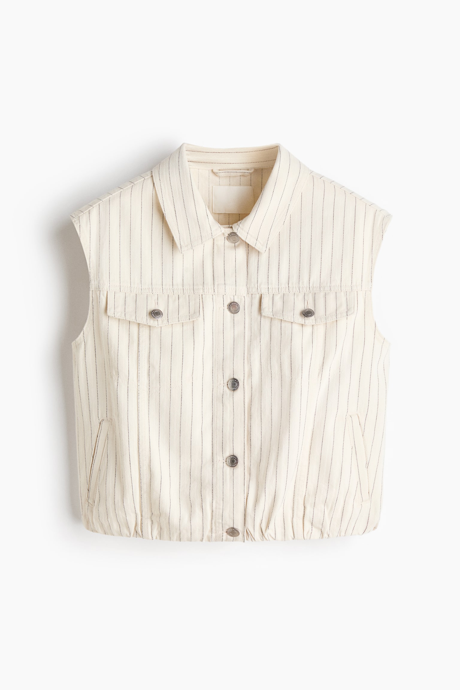 Denim Vest - Cream/pinstriped/Dark denim blue - 1