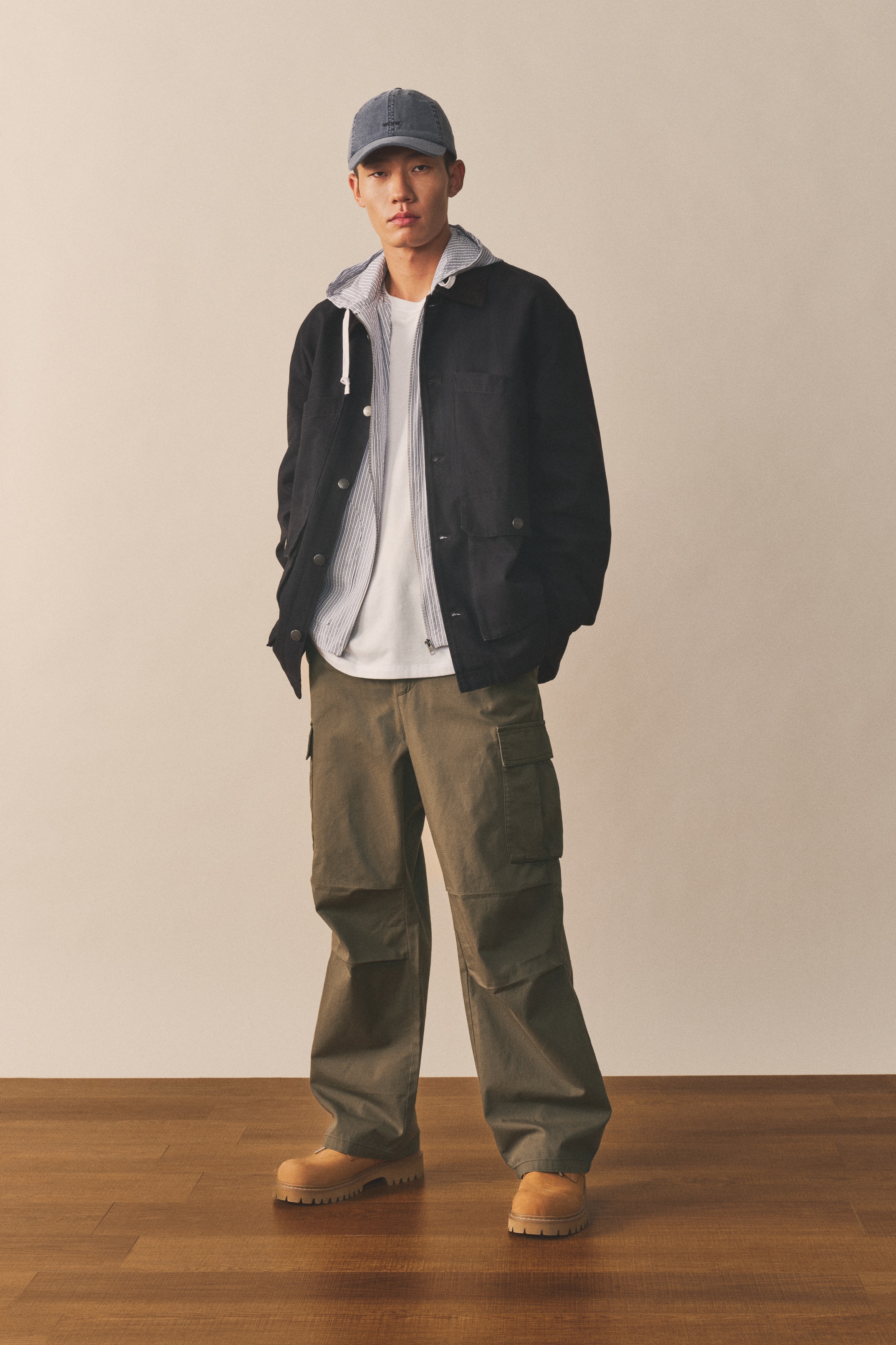 Loose Fit Cargo trousers - Khaki green/Black