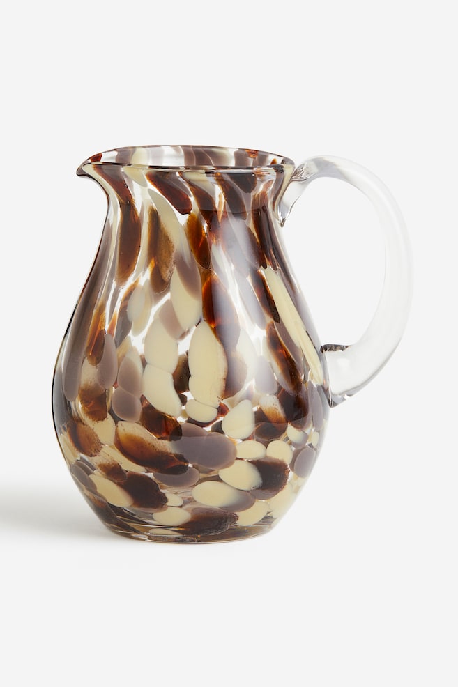 Glass jug - Brown/Patterned/Green/Striped - 1