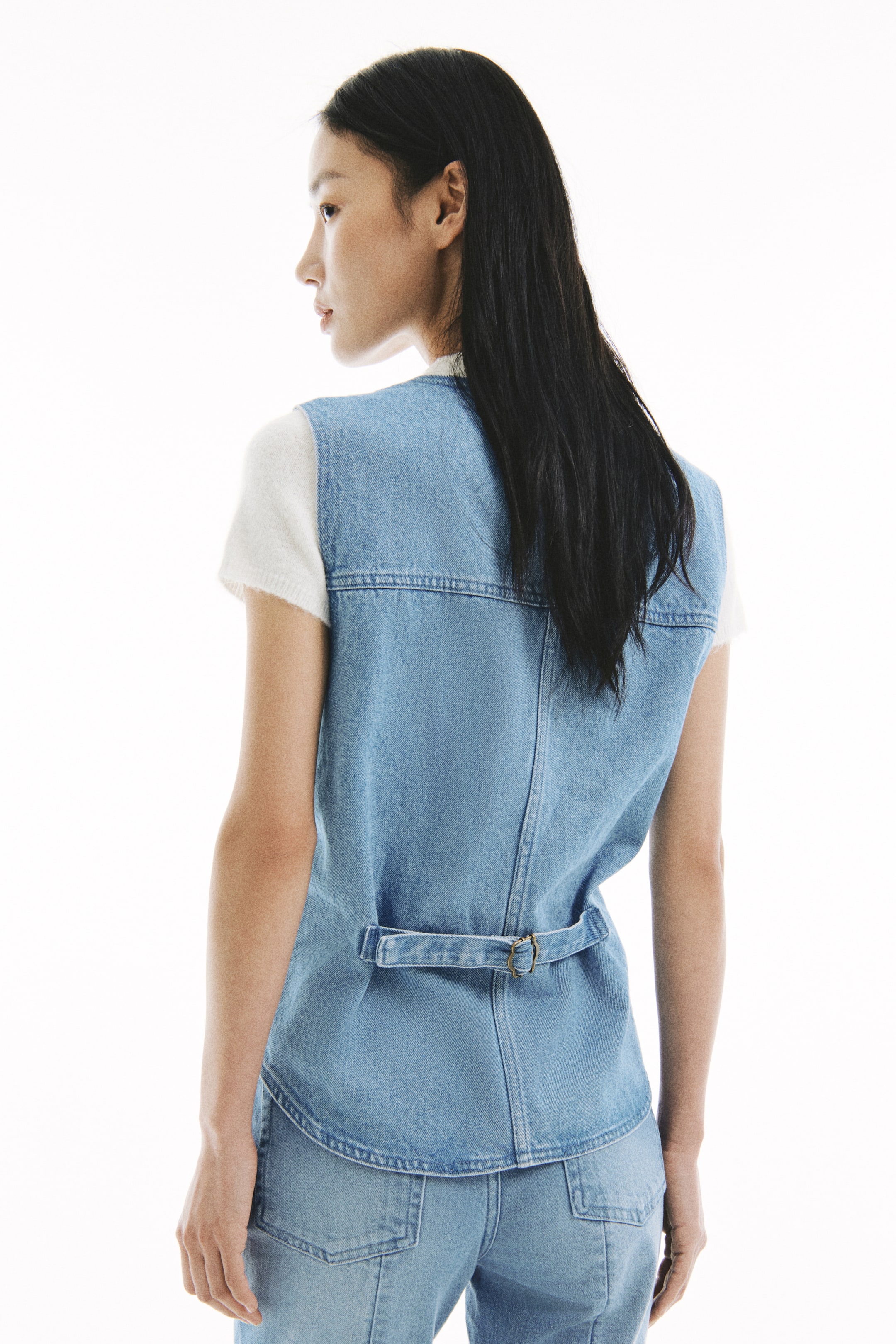 Xem ảnh lớn hơn: Áo gi-lê denim - Màu xanh denim nhạt - Ladies | H&M VN 2