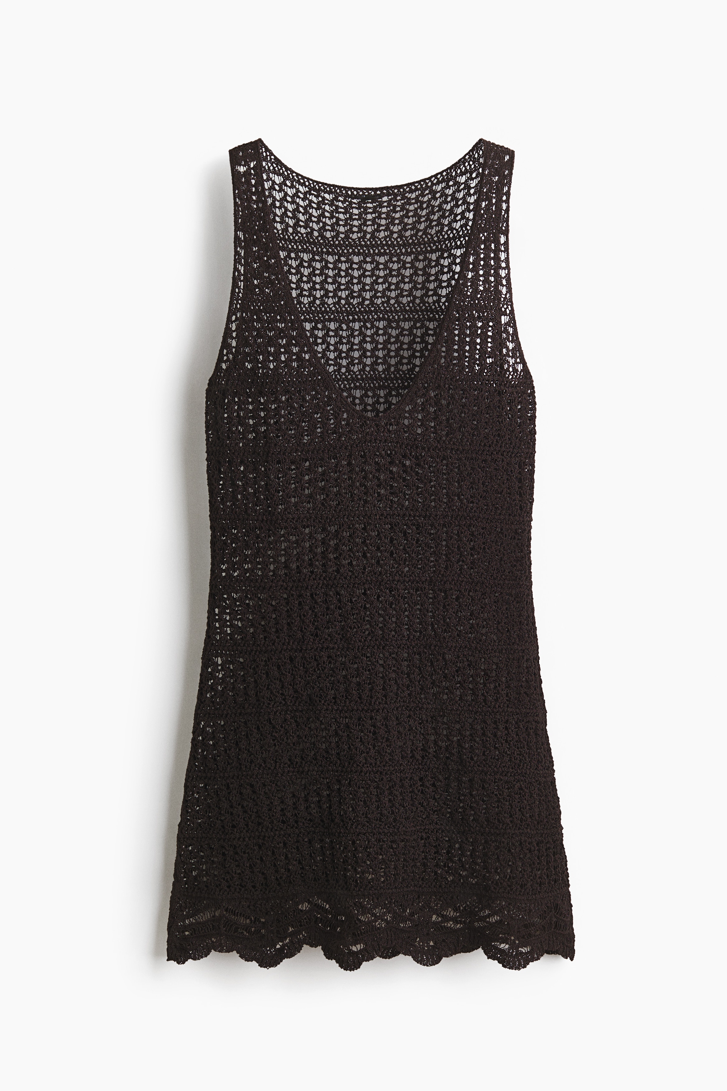 Open-Knit Beach Dress - Dark brown