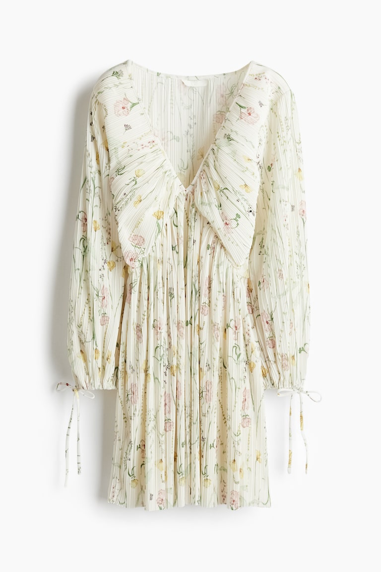 Women's Cream/floral Pliss Dress | H&M US