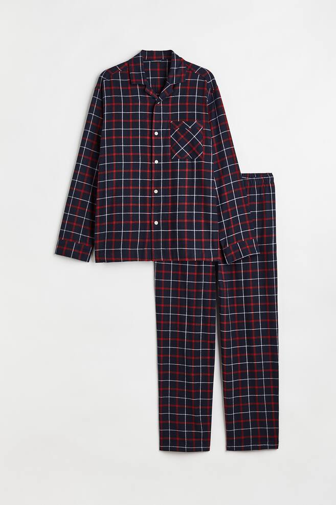Regular Fit Flannel pyjamas - Dark blue/Red checked - 2