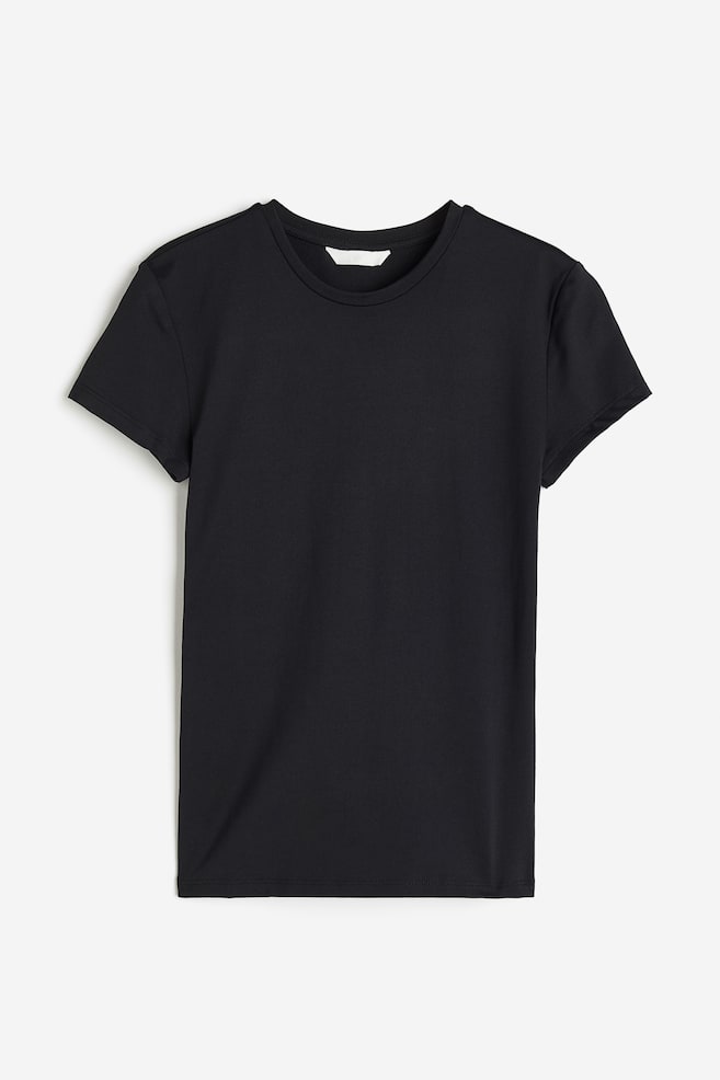 Figurnær T-shirt i micro - Sort/Hvit - 2