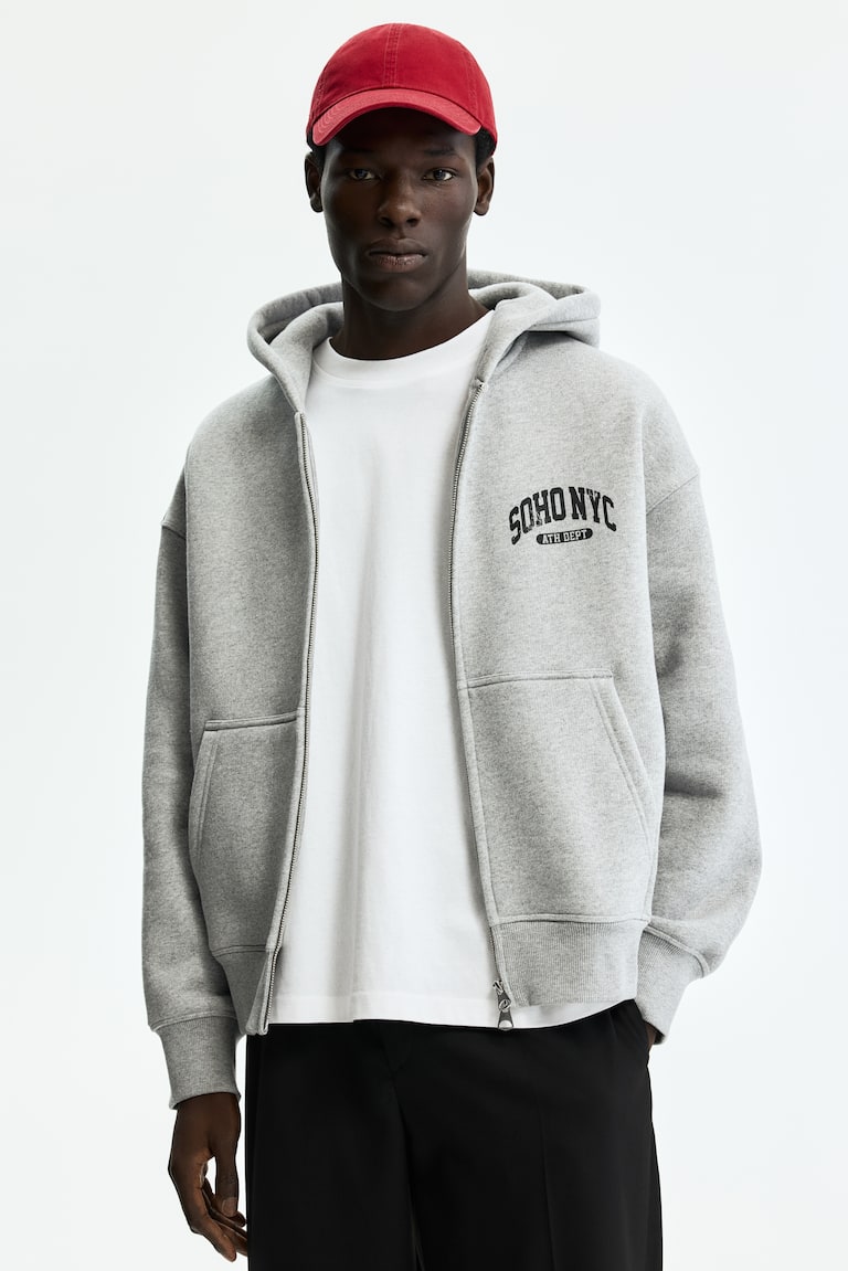 Dukserica s kapuljačom i printom Oversized Fit