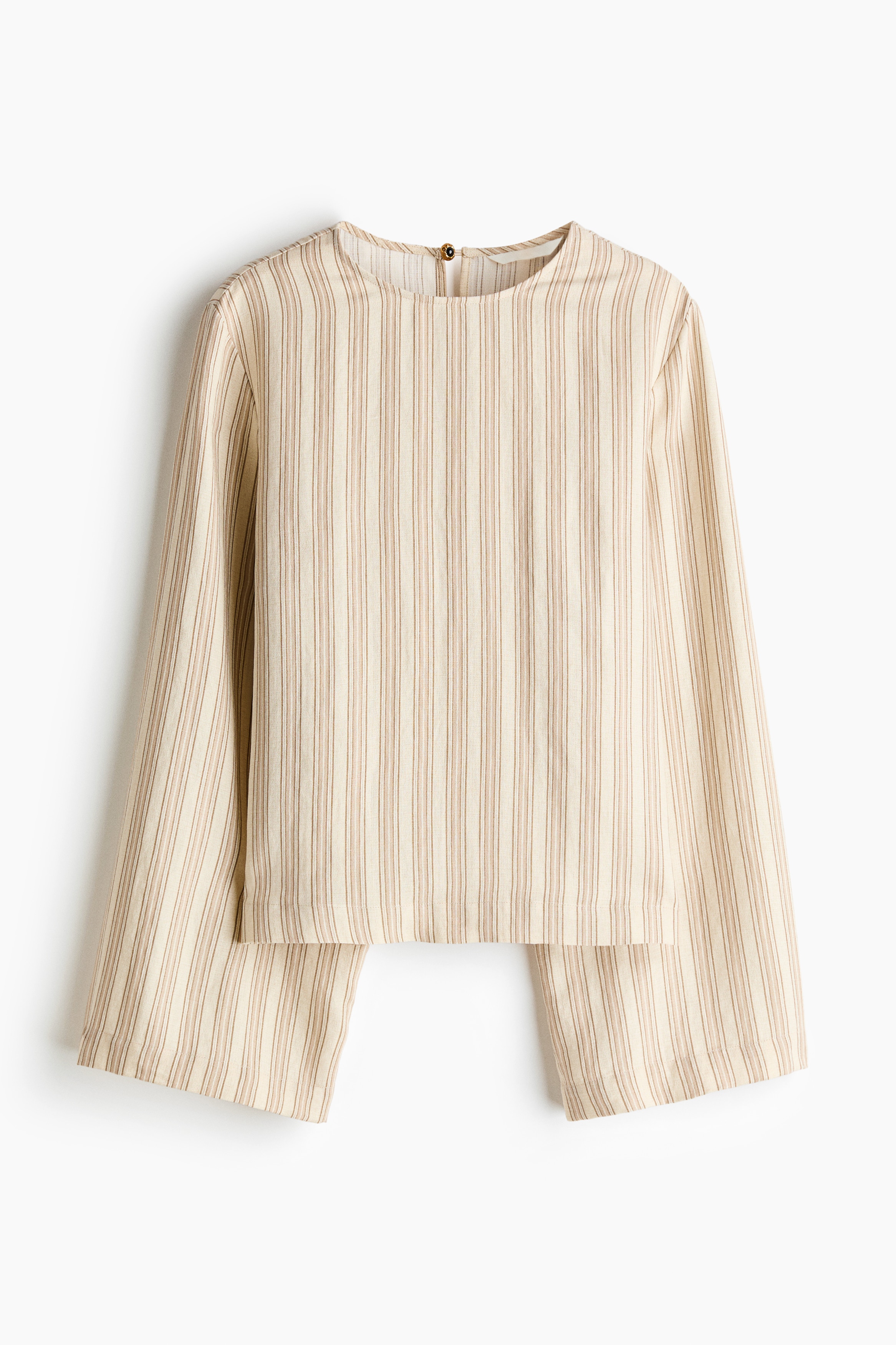 Viscose-blend blouse - Light beige/Striped