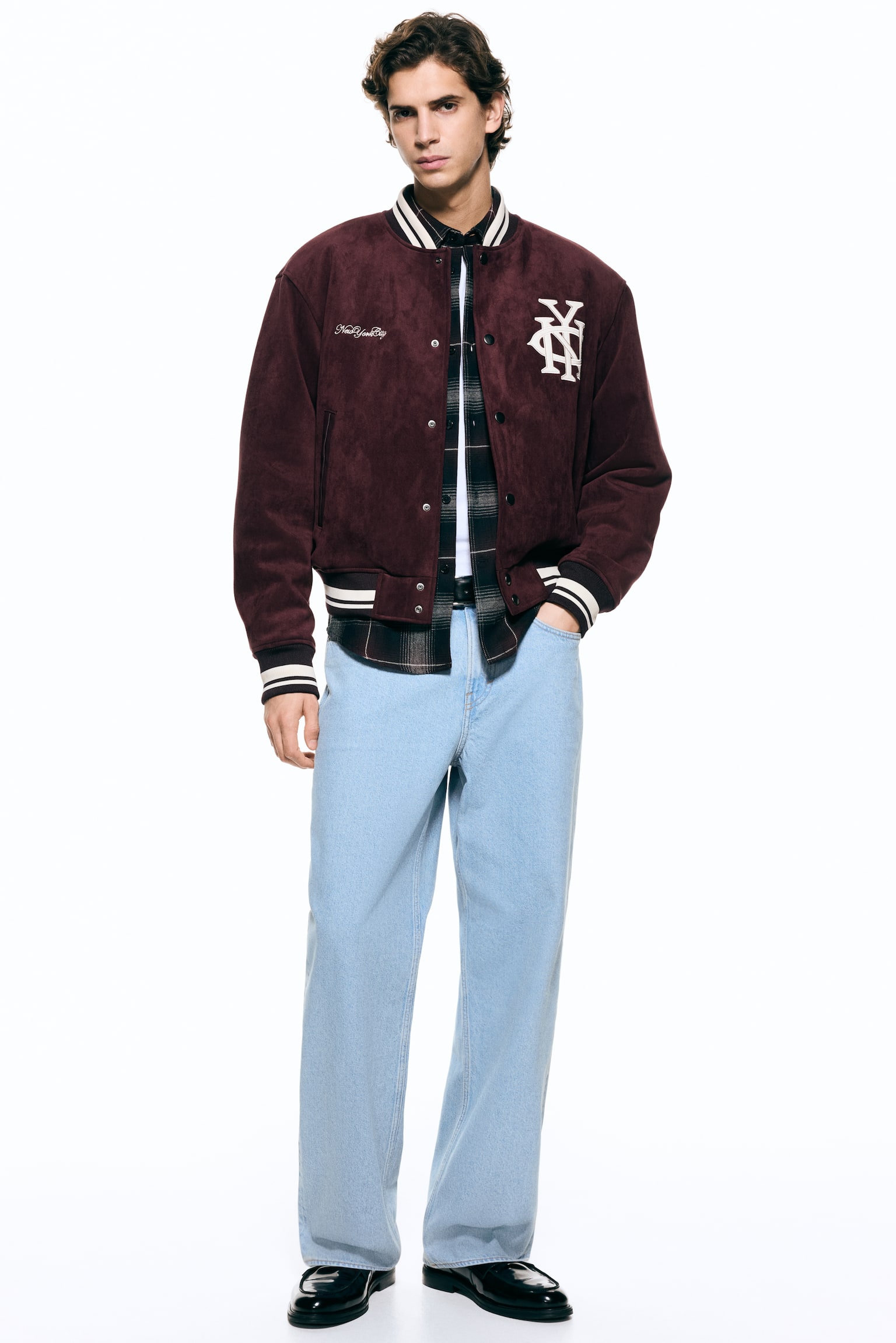 Baseball jacket - Burgundy/NYC/Light brown/NYC - 1