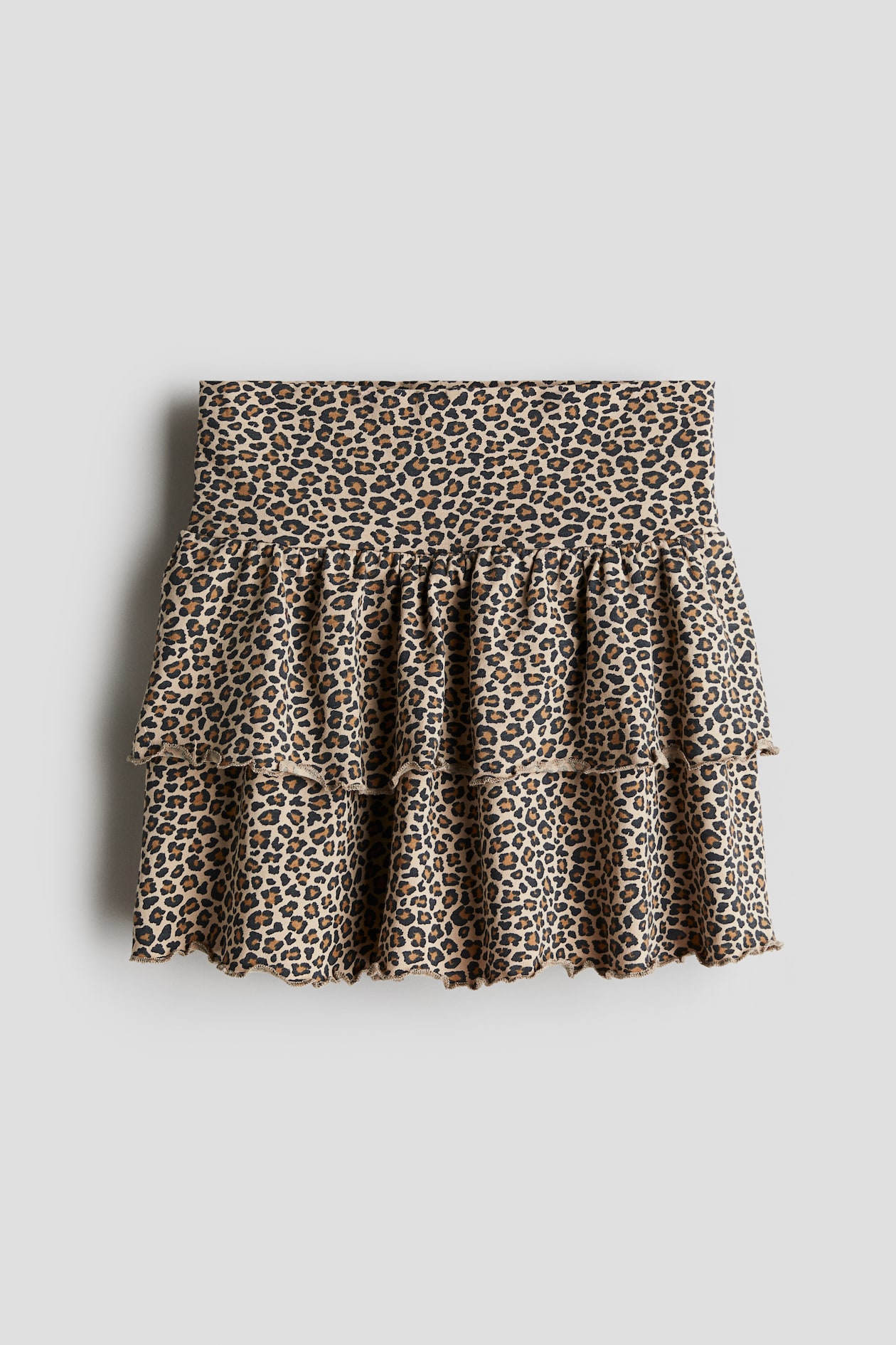 Tiered jersey skirt Beige/Leopard print Kids H&M IN