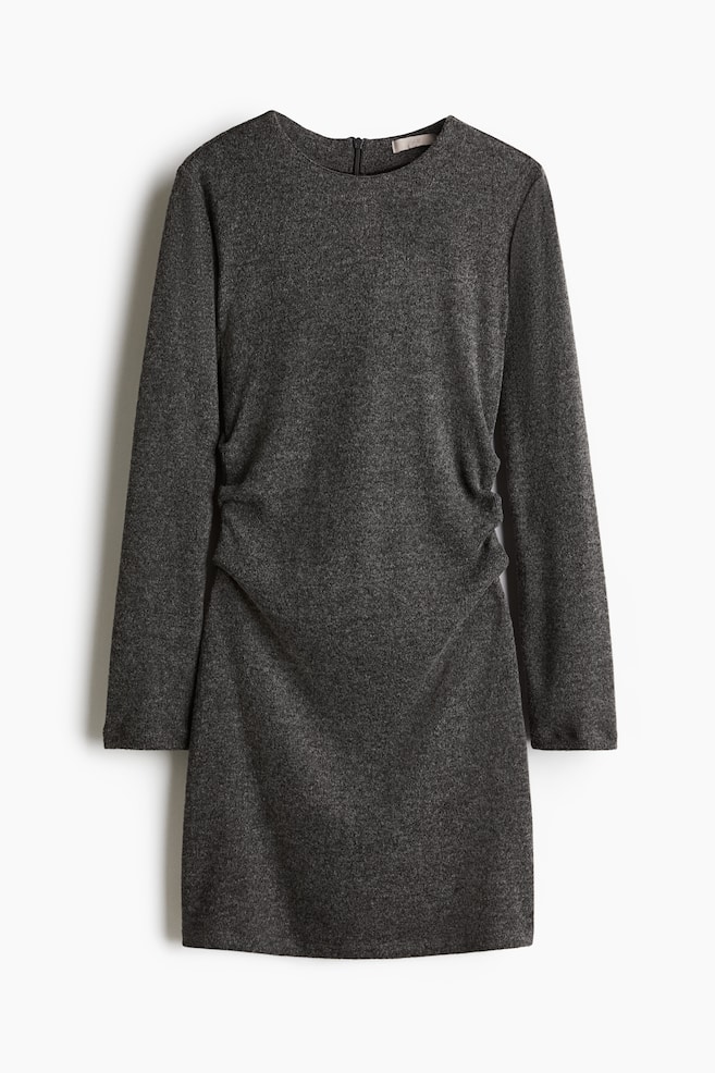 Fitted jersey dress - Dark grey marl/Black - 1
