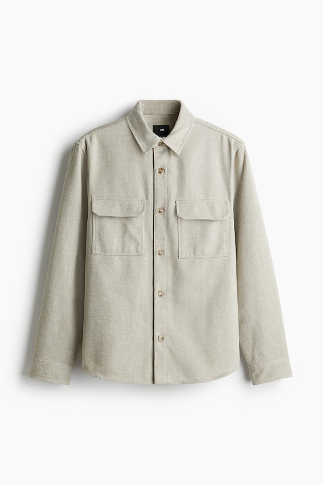 Regular Fit Felted overshirt - Beige - 1