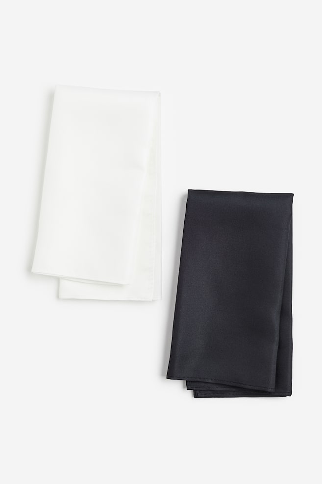2-pak lommetørklæde - Sort/Hvid - 1