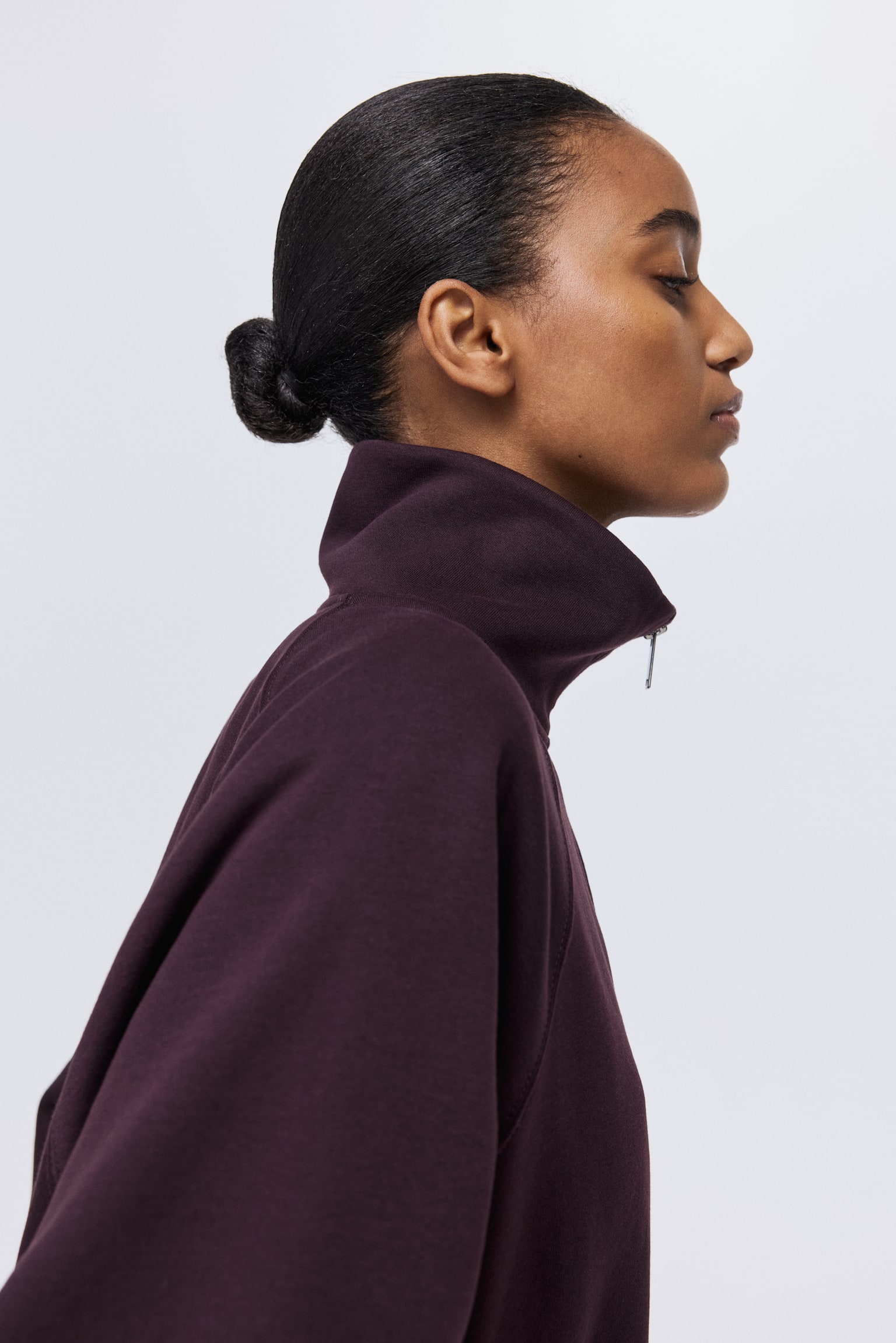 Zip-top sweatshirt - Burgundy/Light greige - 6
