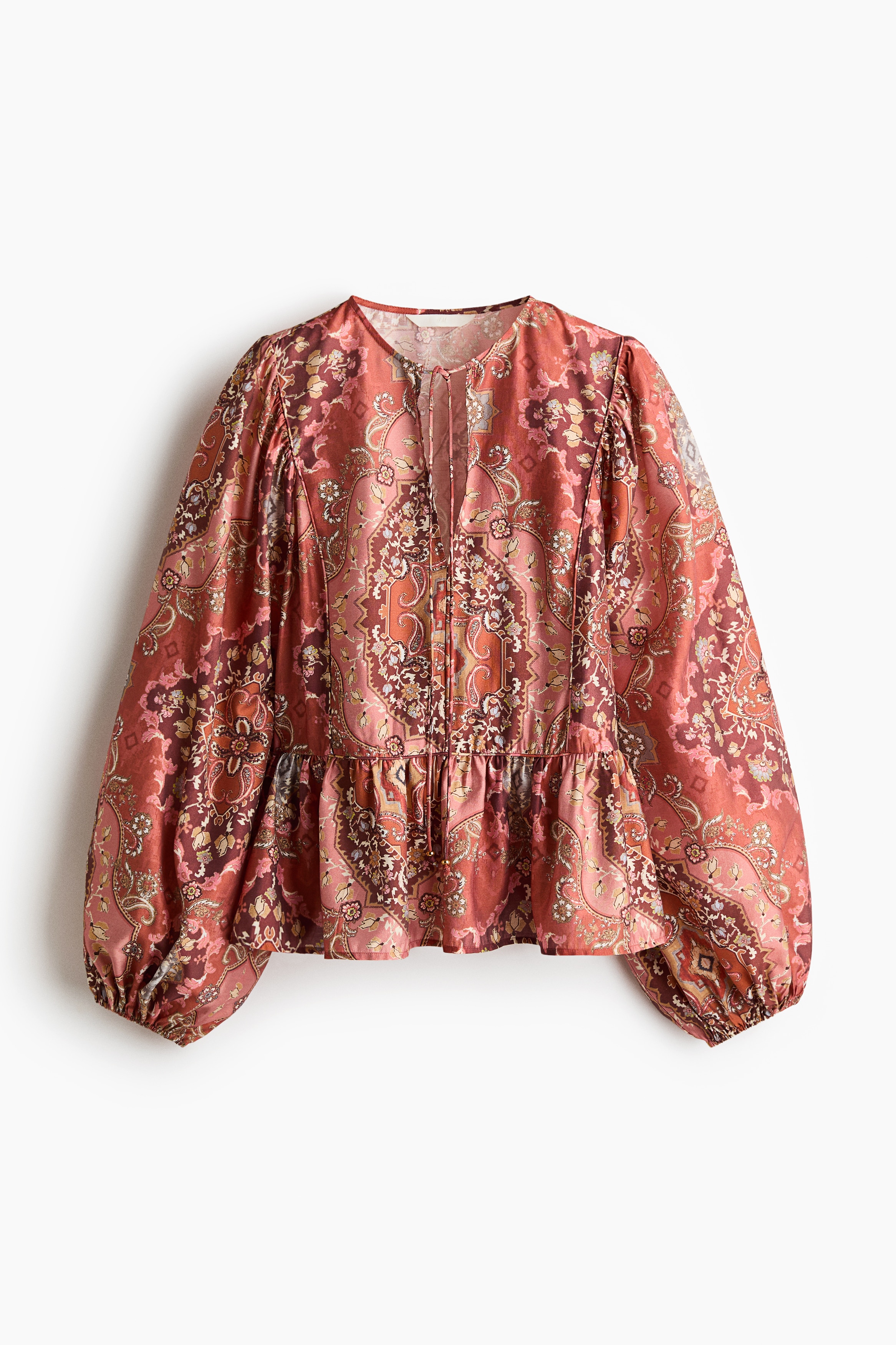 Peplum Blouse - Dusty orange/patterned