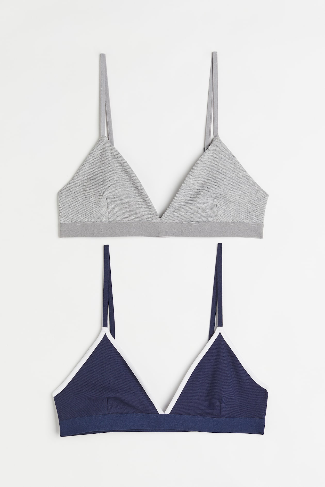 2-pack Ribbed Bra Tops - Dark blue/gray melange - Ladies | H&M US