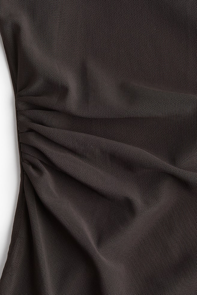 Draped Mesh Dress-Dark brown - 5