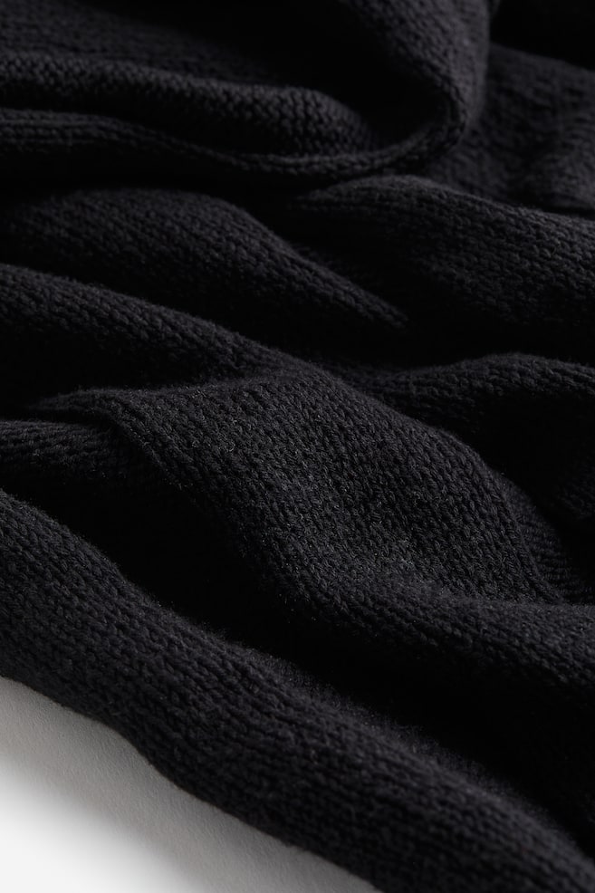 Silk-blend rib-knit dress - Black/Cream - 5