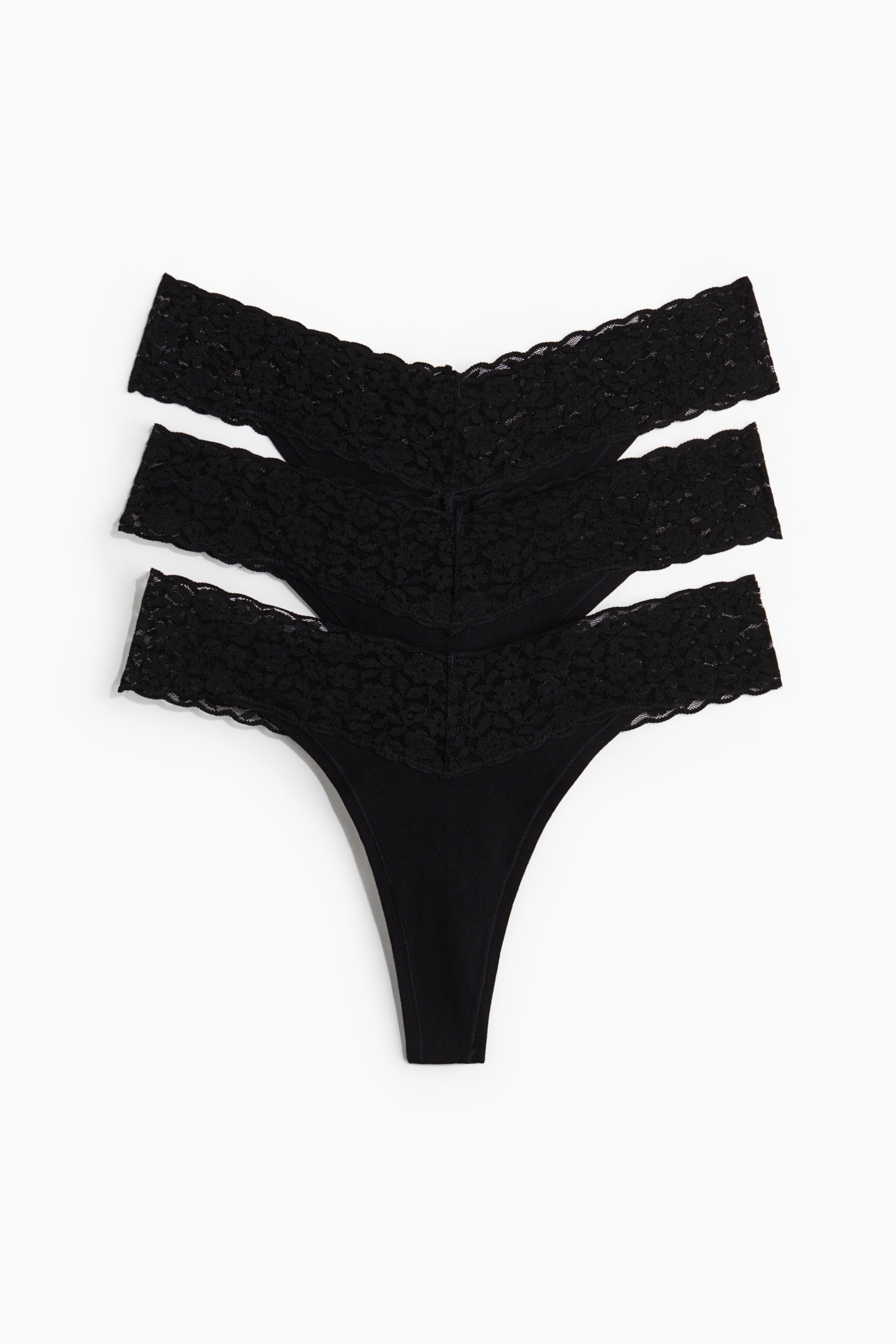 Bộ 3 quần lọt khe cotton đáp ren - Màu đen