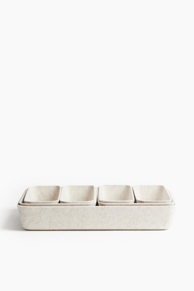 7-piece felted storage basket set - White/Dark brown - 1