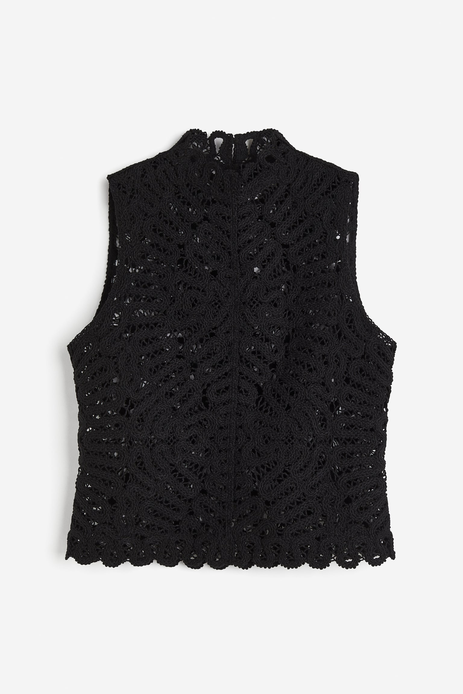 Crochet-look top - Black - 2