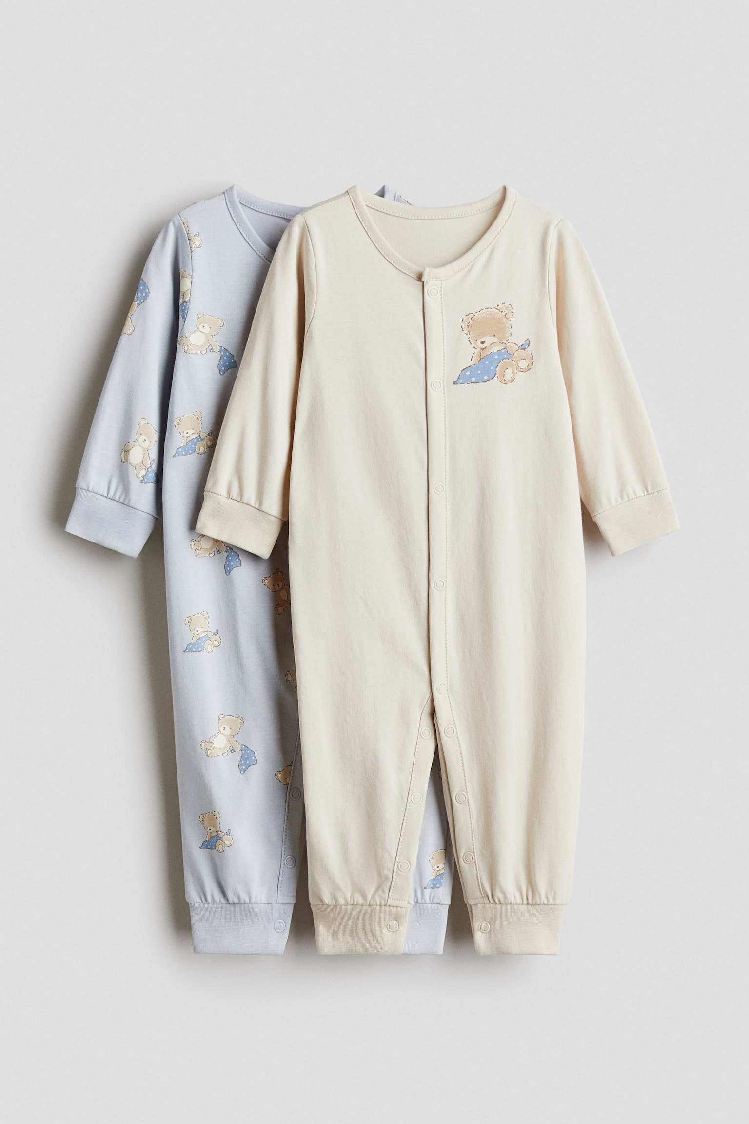 カバーオールパジャマ 2着セット - Light beige/Teddy bear/ライトベージュ／アニマル/ダークダスティピンク／ドット