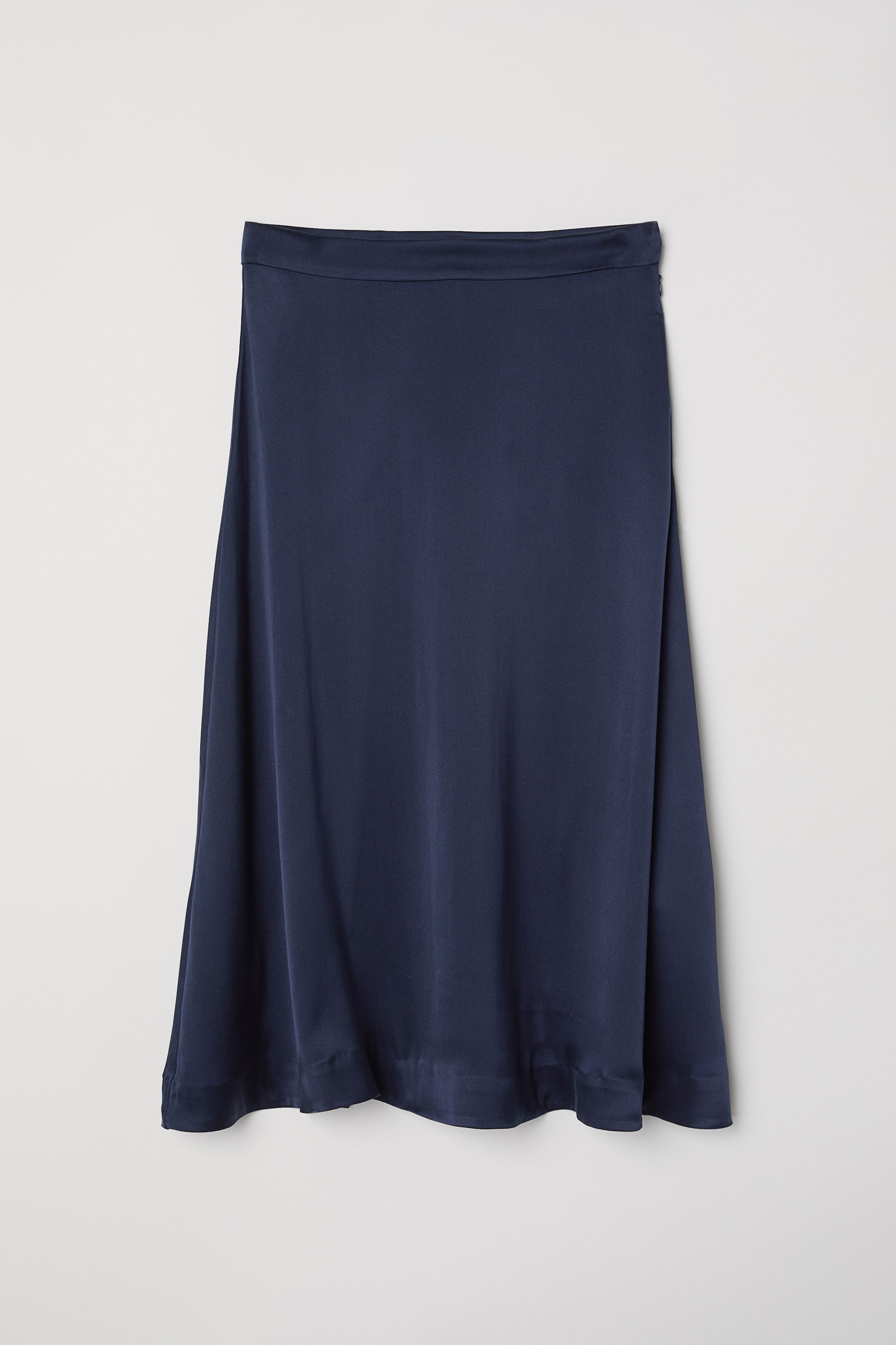 Silk-blend skirt - High waist - Midi - Dark blue - Ladies | H&M GB