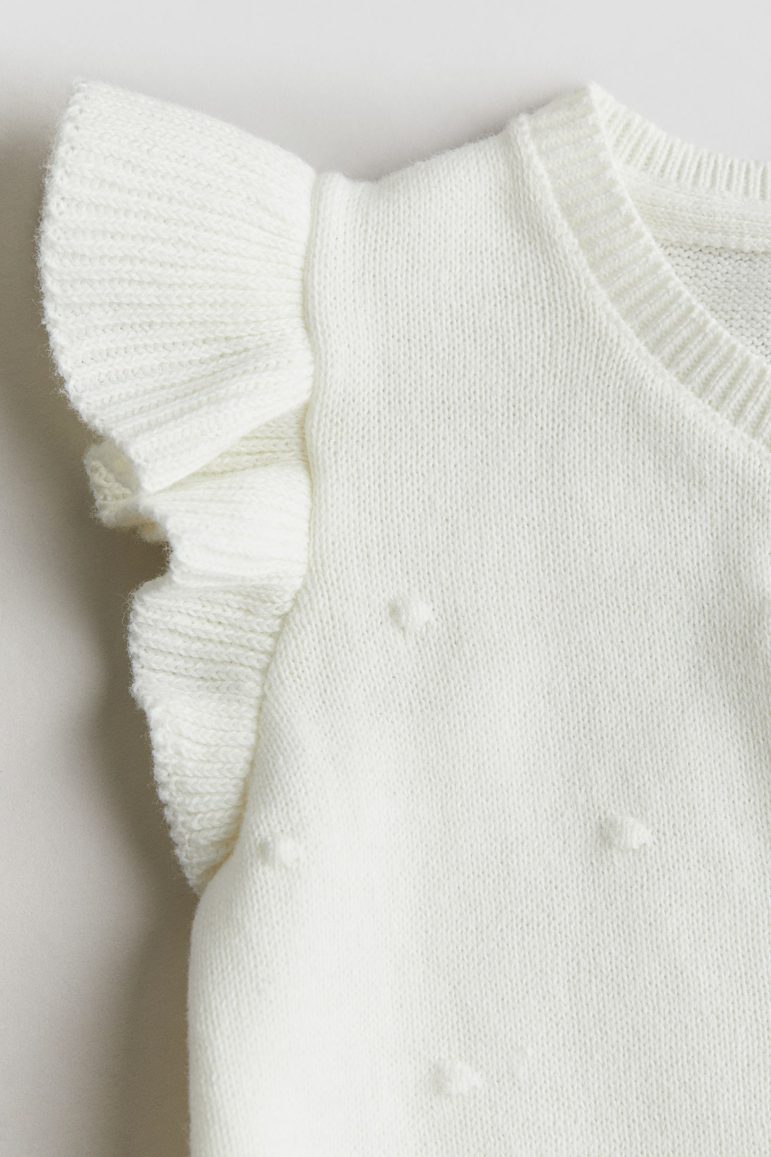 Knitted cotton romper suit - White/Light dusty green - 2