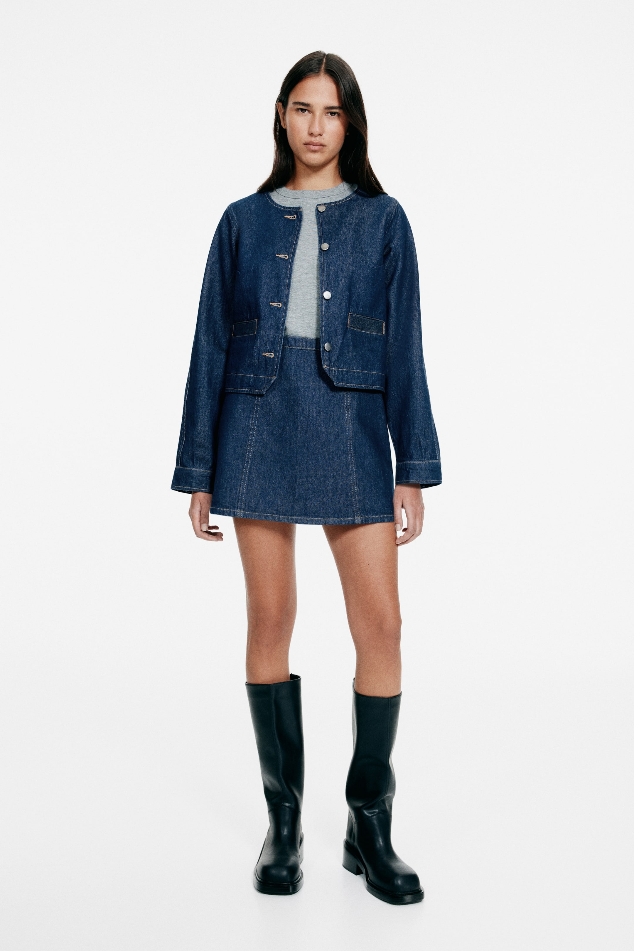 Zobrazit větší obrázek: Minisukně áčkového střihu - Tmavý denim blue - ŽENY | H&M CZ 2